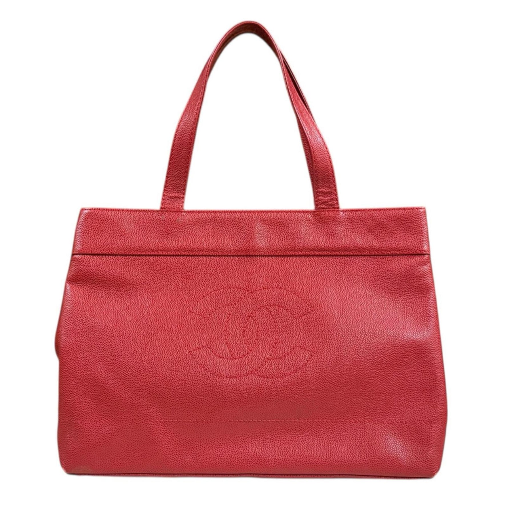 CHANEL Coco Mark Tote Bag, Caviar Skin, Red