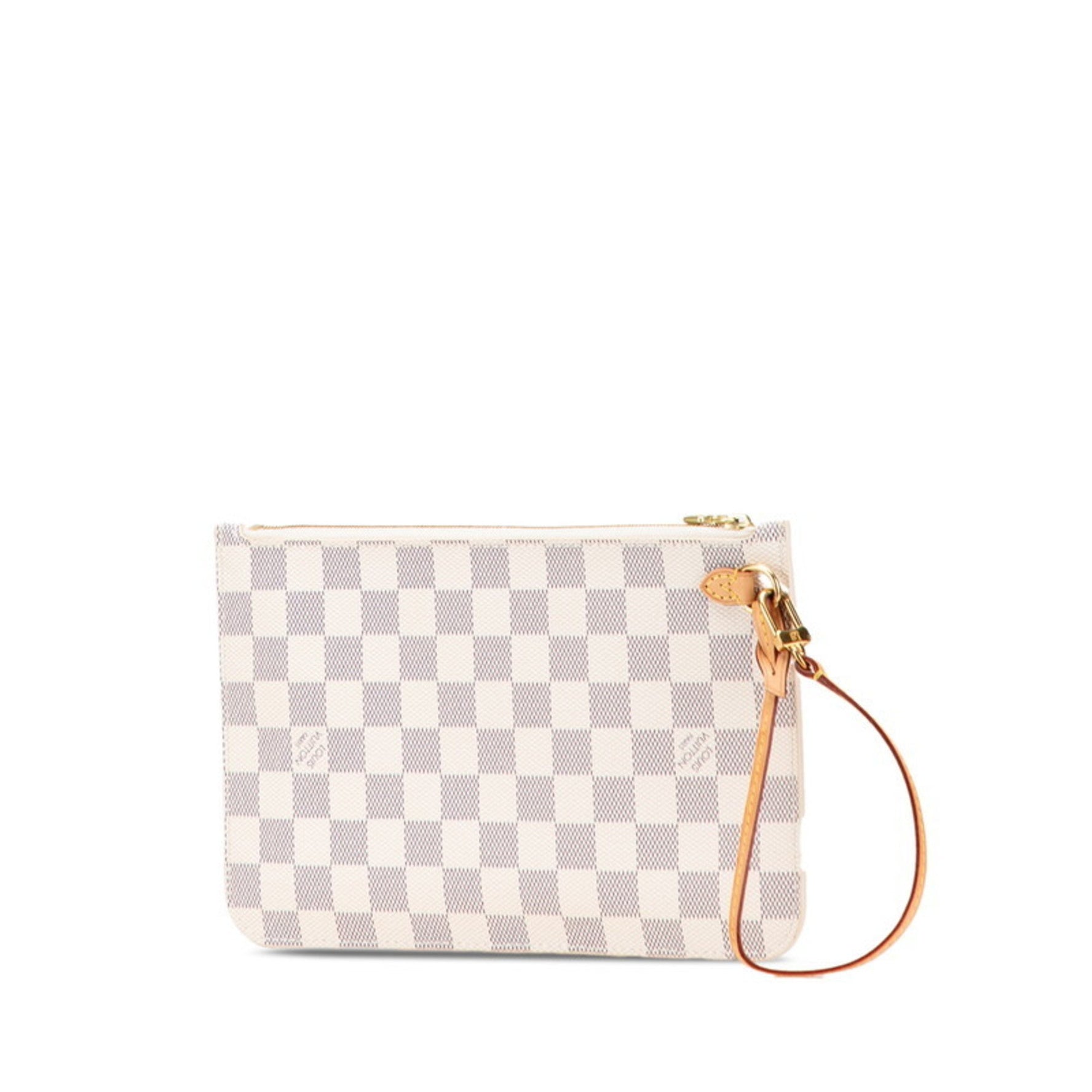 Louis Vuitton Damier Azur Neverfull MM with attached pouch in leather. LOUIS VUITTON