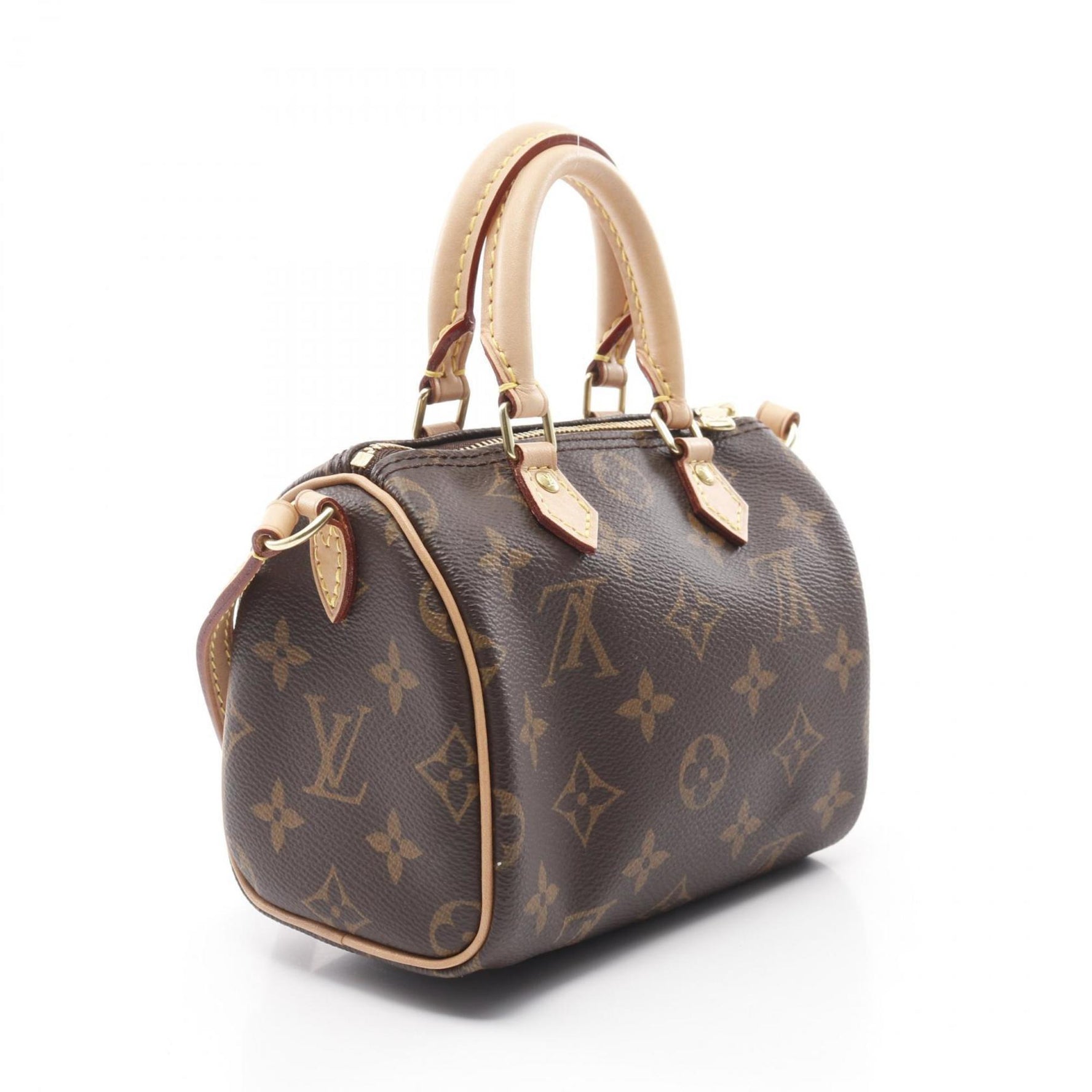 Louis Vuitton Nano Speedy Shoulder Bag, Coated Canvas and Leather, Monogram, Women's, Brown
