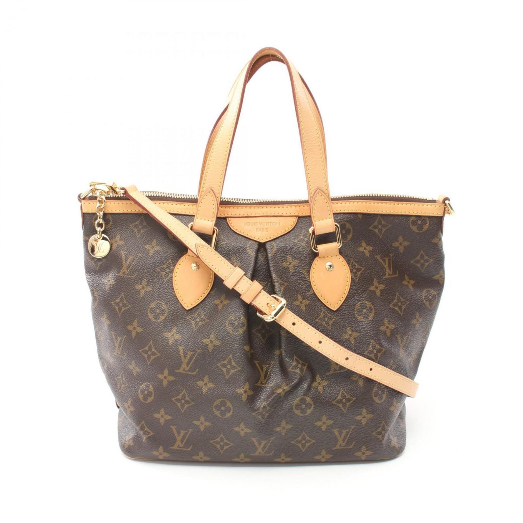 LOUIS VUITTON Palermo PM Monogram Handbag Bag Coated Canvas Leather Women's Brown M40145