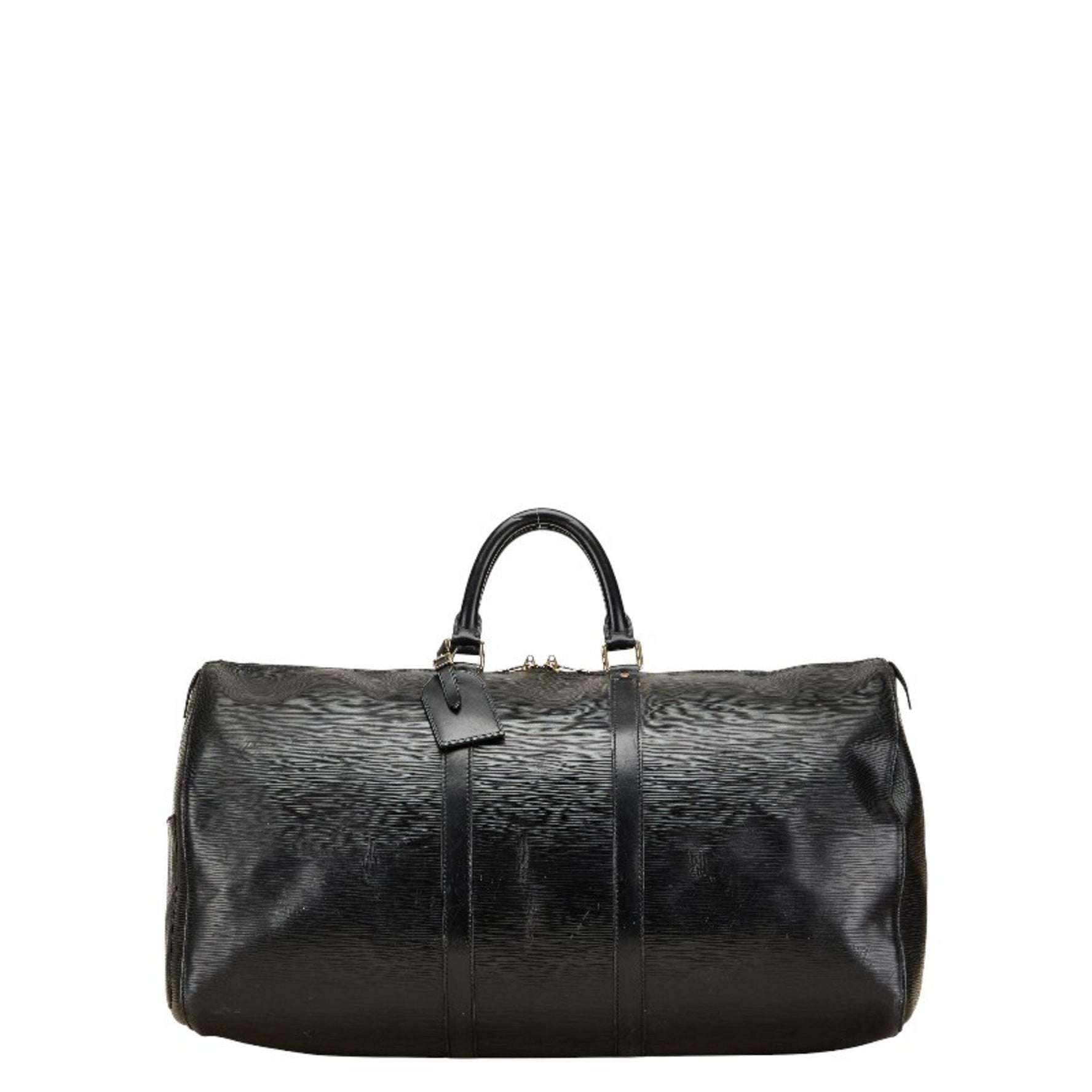 Louis Vuitton Epi Keepall 55 Boston Travel Bag Noir Black Leather LOUIS VUITTON