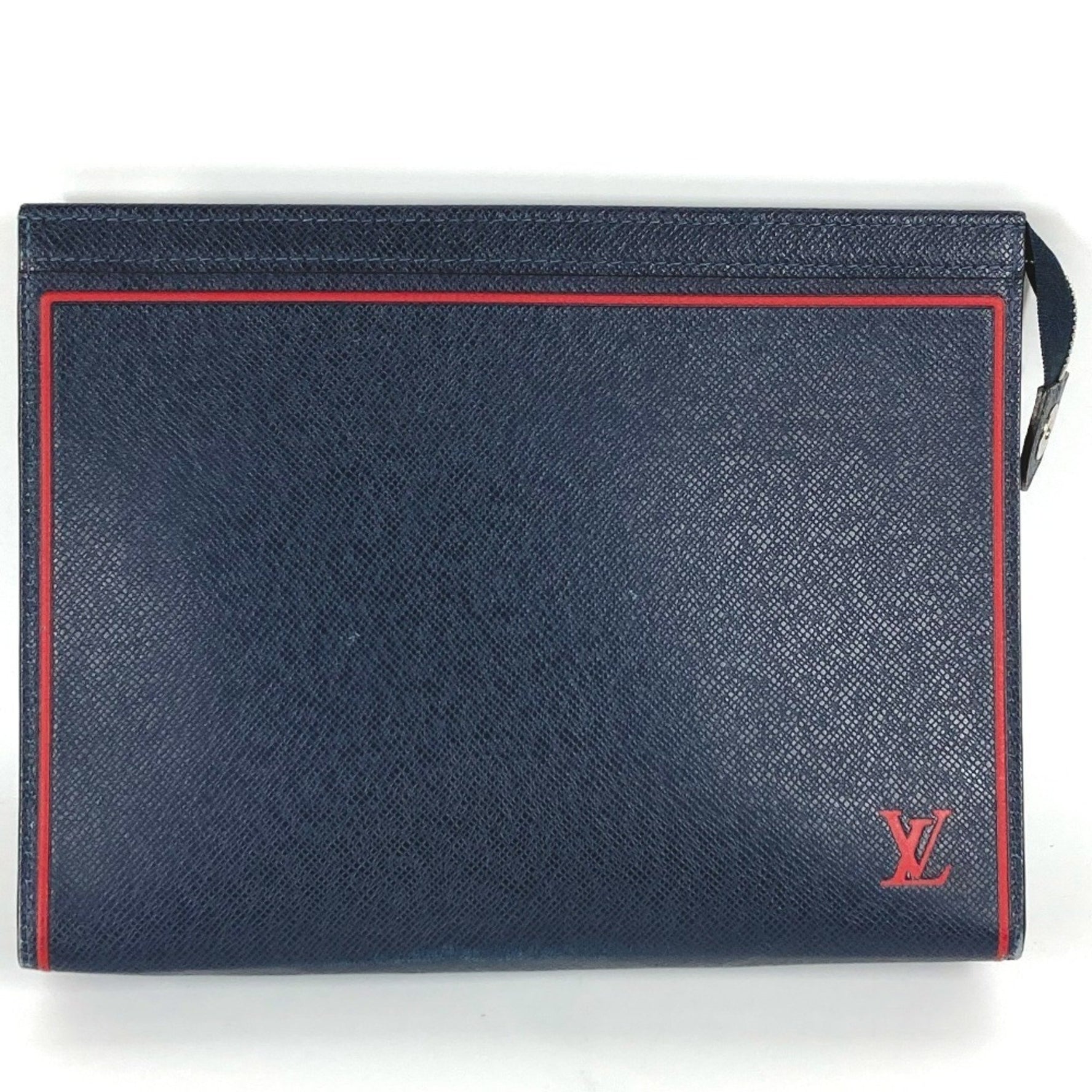 Louis Vuitton Taiga Pochette Voyage Bag Pouch Bicolor Second Leather Men's Navy