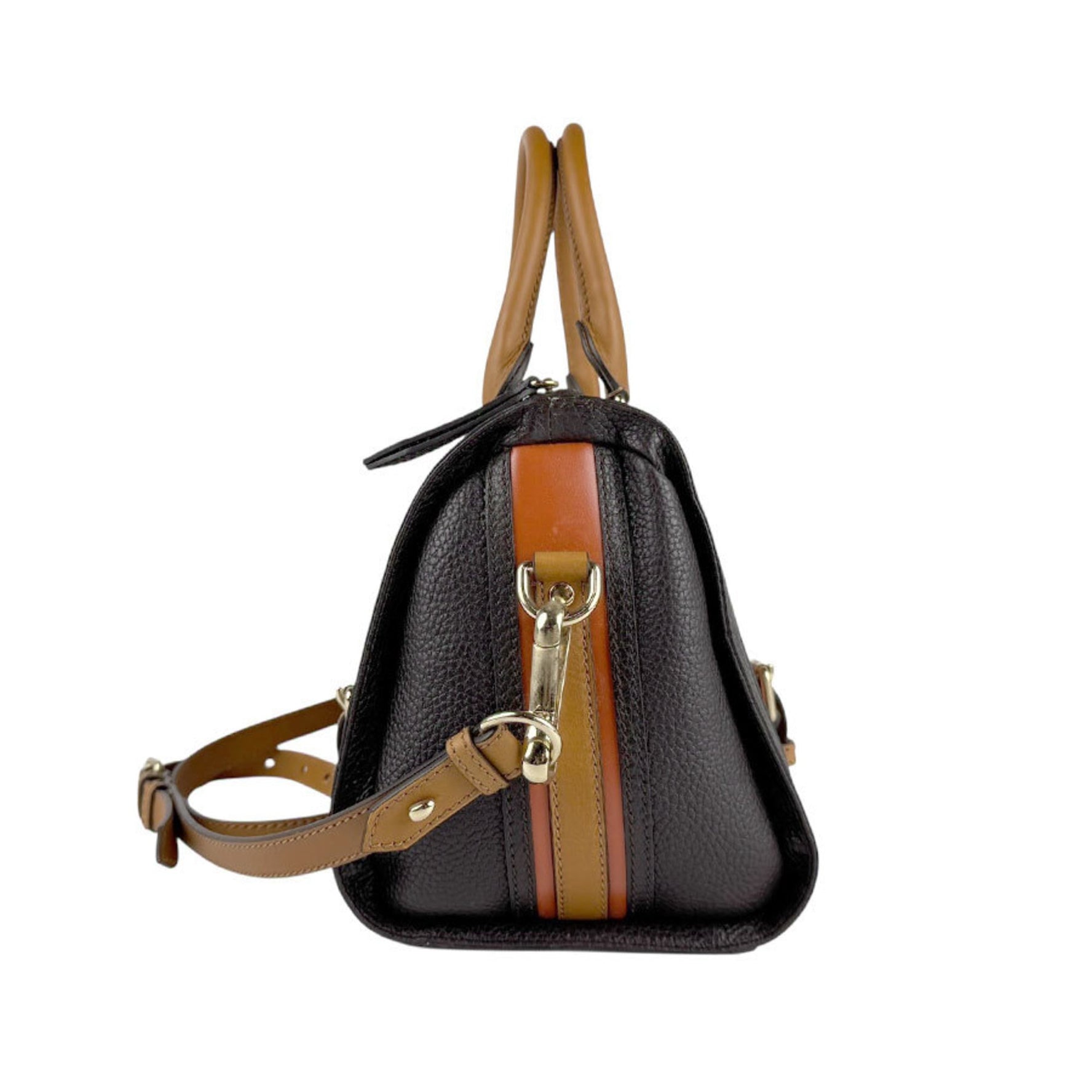 Burberry handbag shoulder bag in brown and gold leather for men women, z6362
