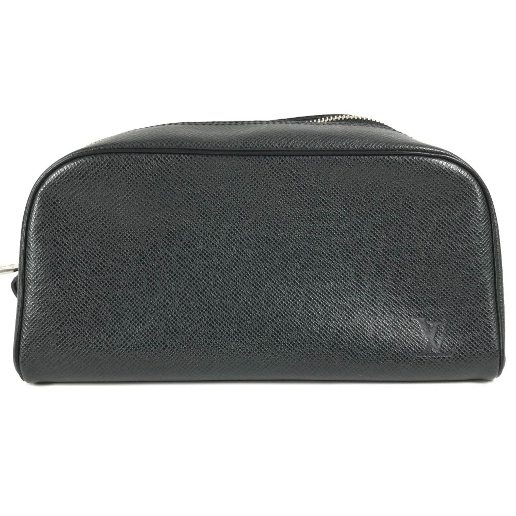 LOUIS VUITTON Taiga True Toilet PM Pouch/Second Bag in Leather, Unisex, Ardoise Black
