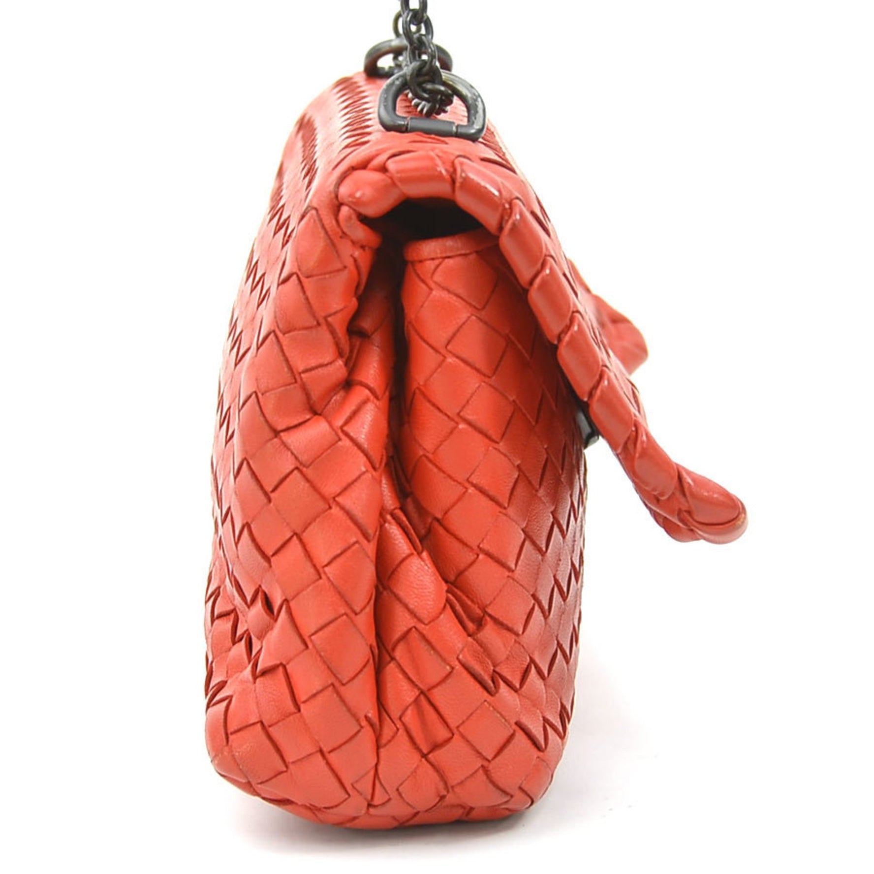 Bottega Veneta Intrecciato Leather Shoulder Bag, Red