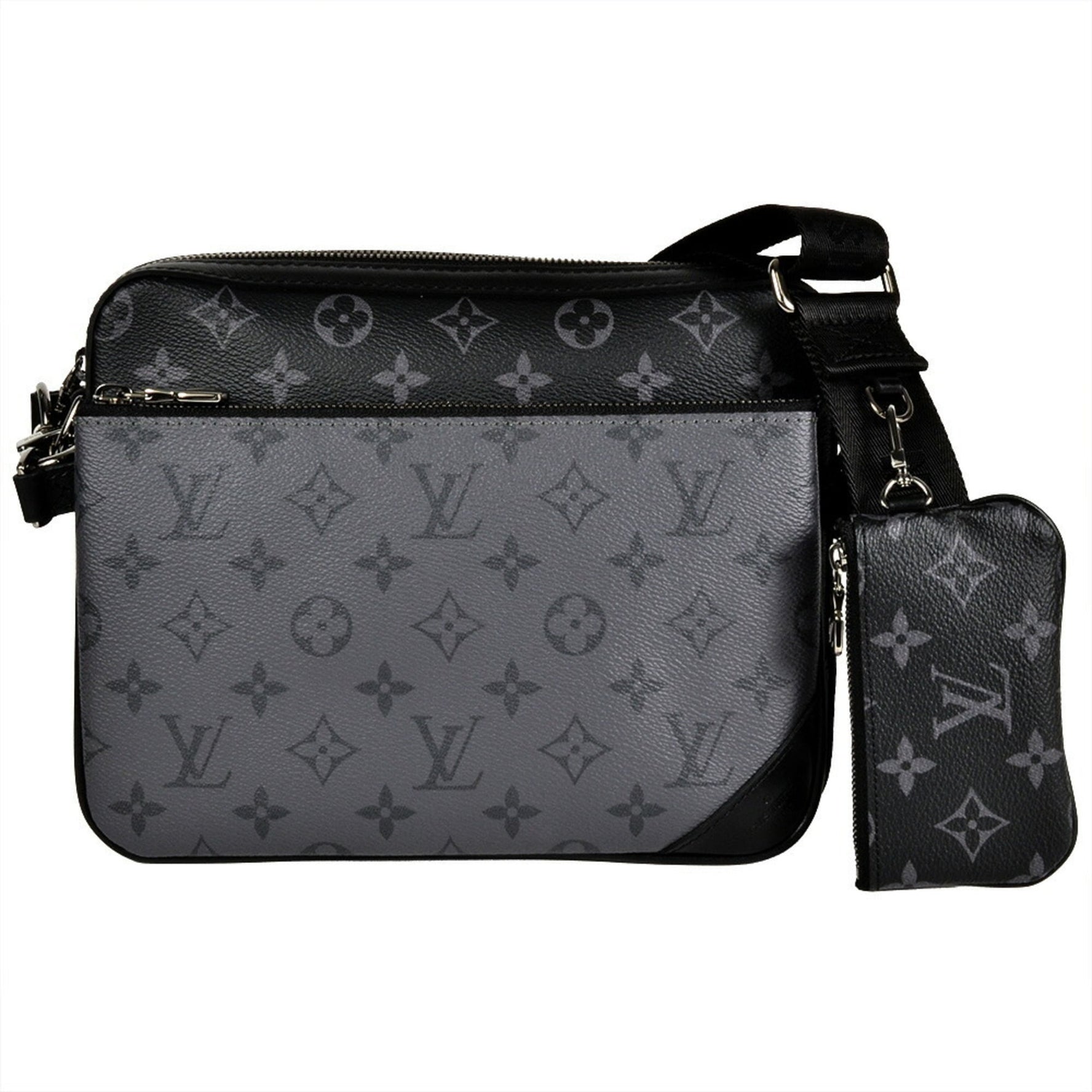 Louis Vuitton Trio Shoulder Bag with RFID (IC Chip) in Monogram Eclipse