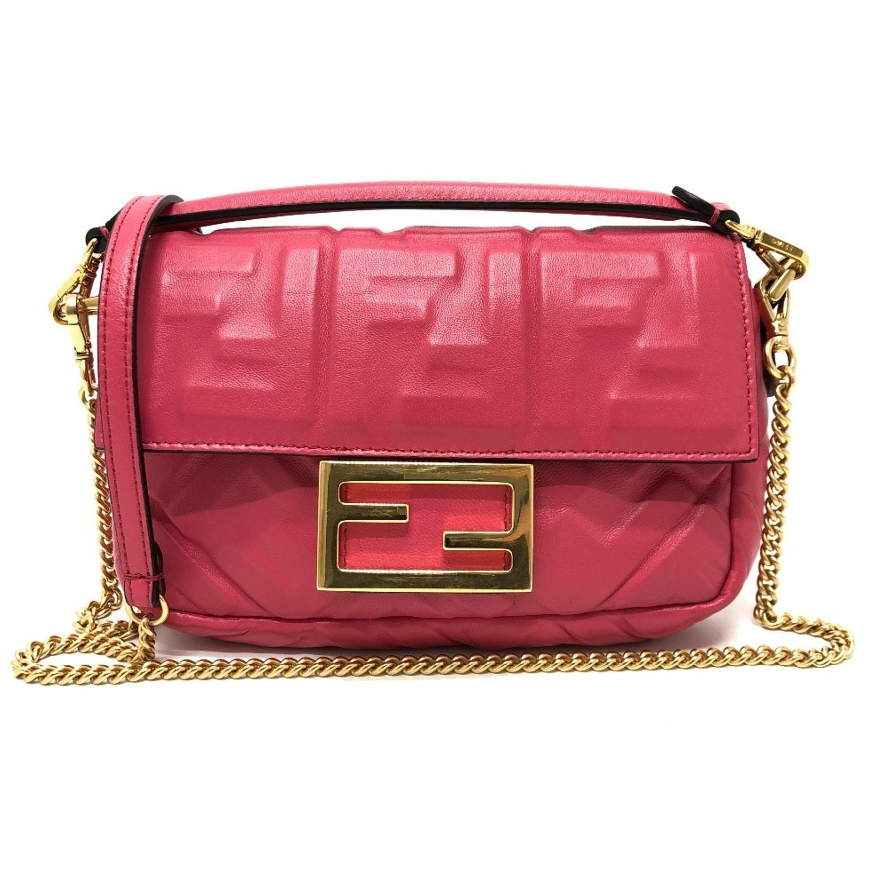 FENDI FF Baguette Small Chain Bag, Shoulder Lambskin
