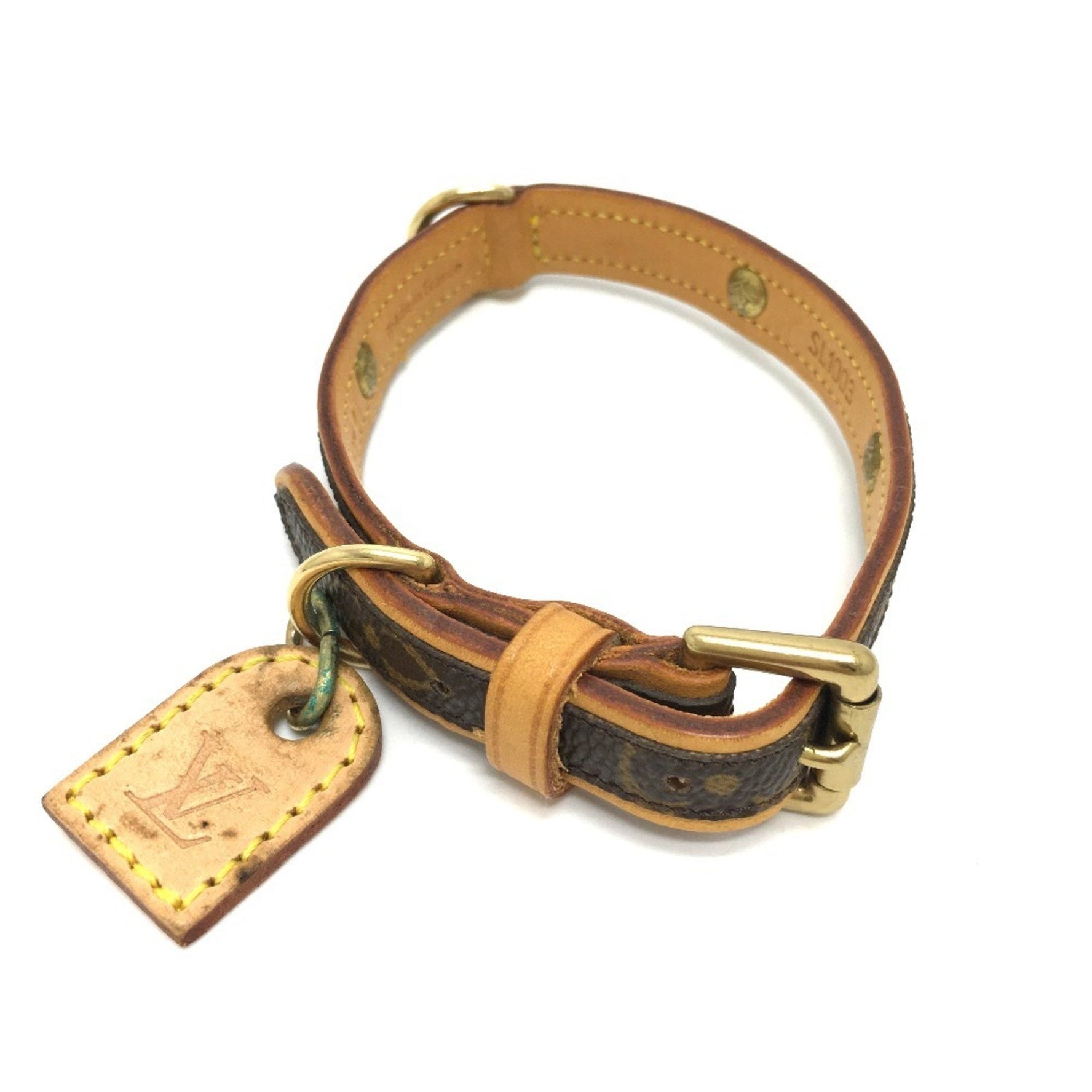 LOUIS VUITTON M58071 Monogram Collier Baxter MM Dog/Pet Collar, Canvas, Unisex, Brown