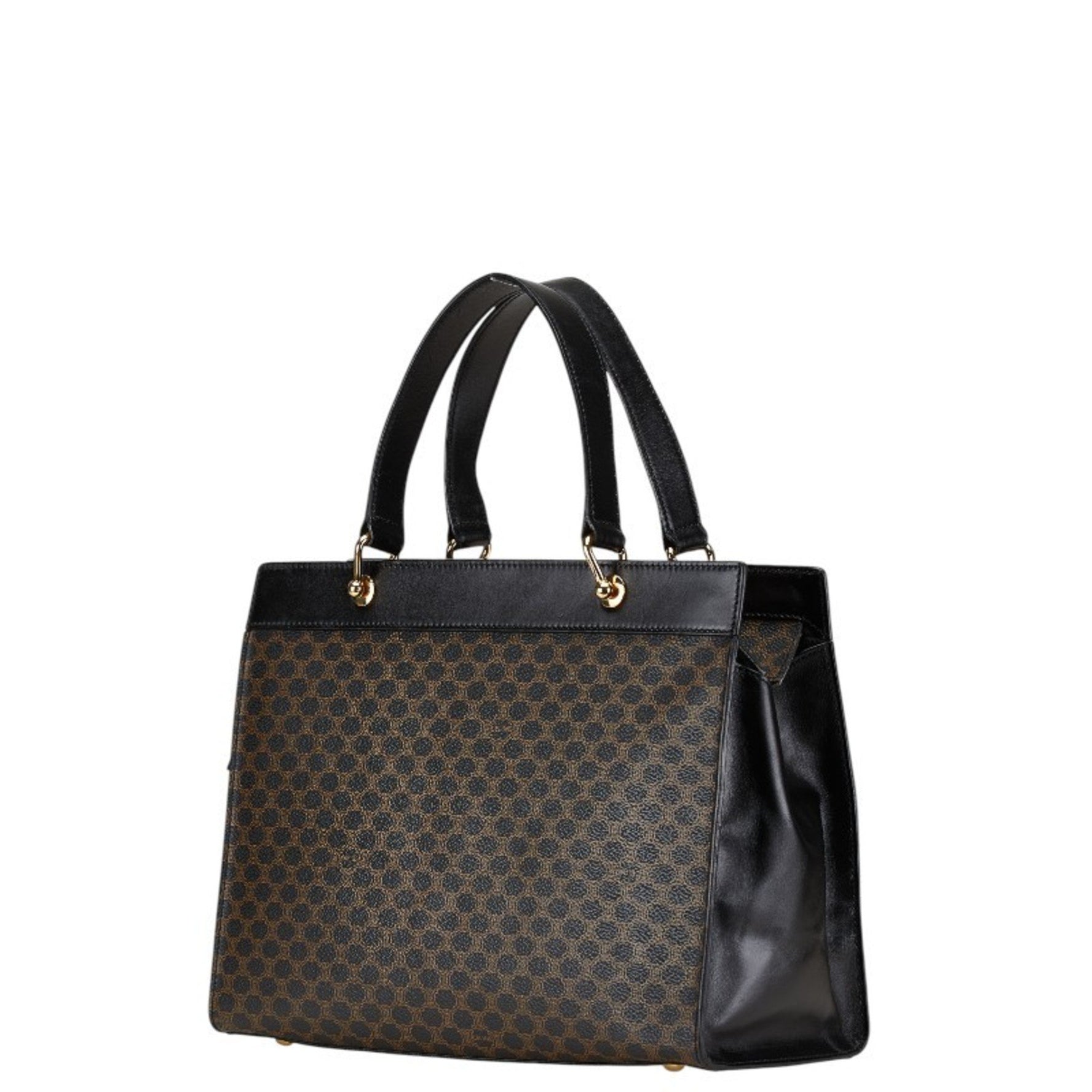 Celine Macadam handbag in black and brown leather .