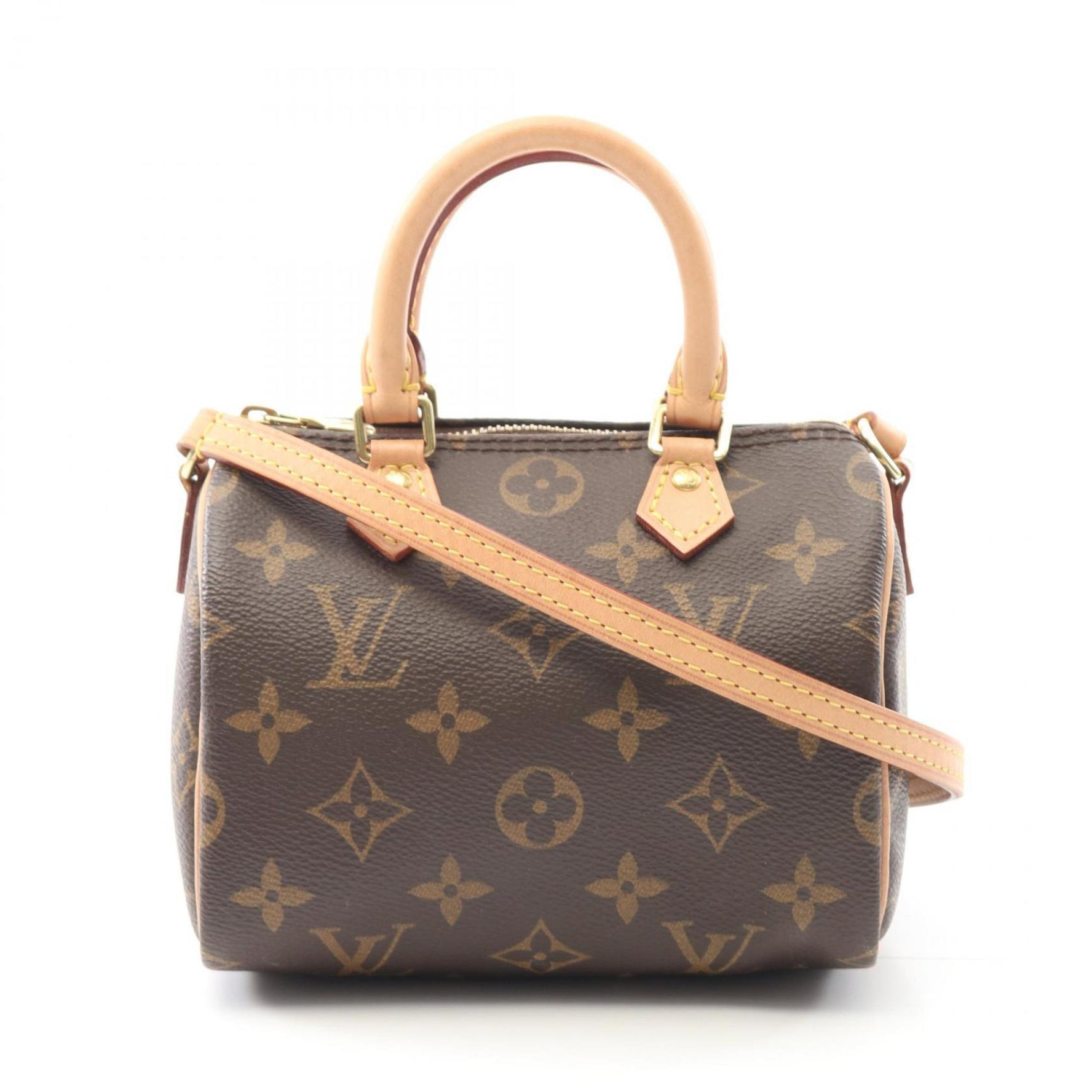 Louis Vuitton Nano Speedy Shoulder Bag, Coated Canvas and Leather, Monogram, Brown