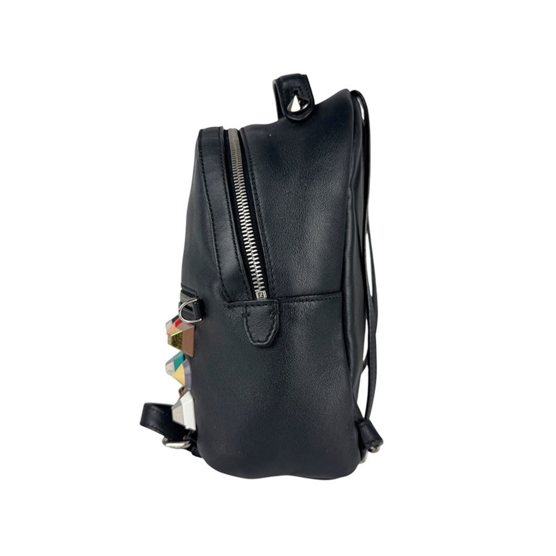 FENDI By the Way Backpack in Leather and Metal, Black Multicolor