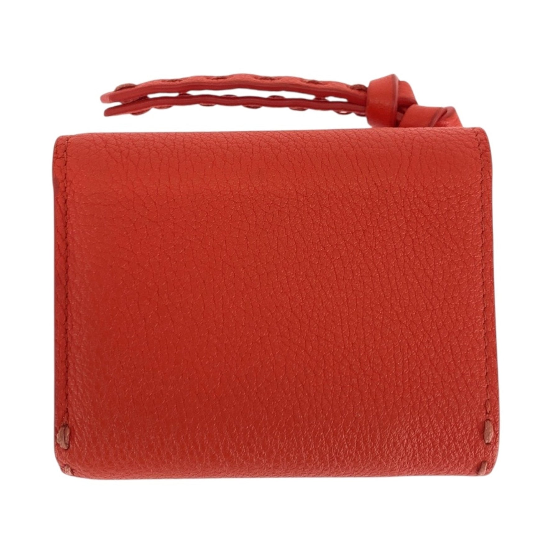 FENDI Peekaboo Micro Red Leather Wallet with Gold Hardware, Compact Folding