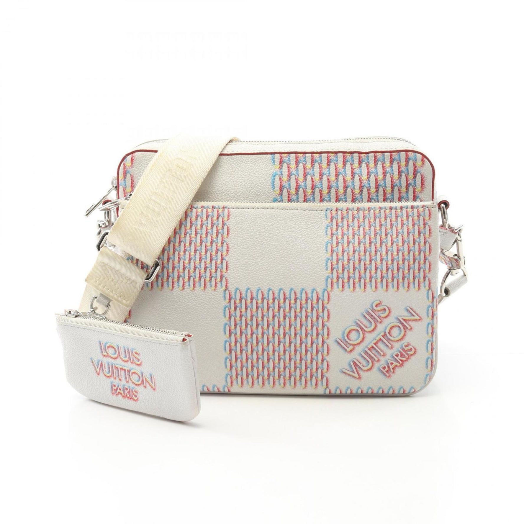 Louis Vuitton Trio Messenger Shoulder Bag, Leather, White, Multicolor