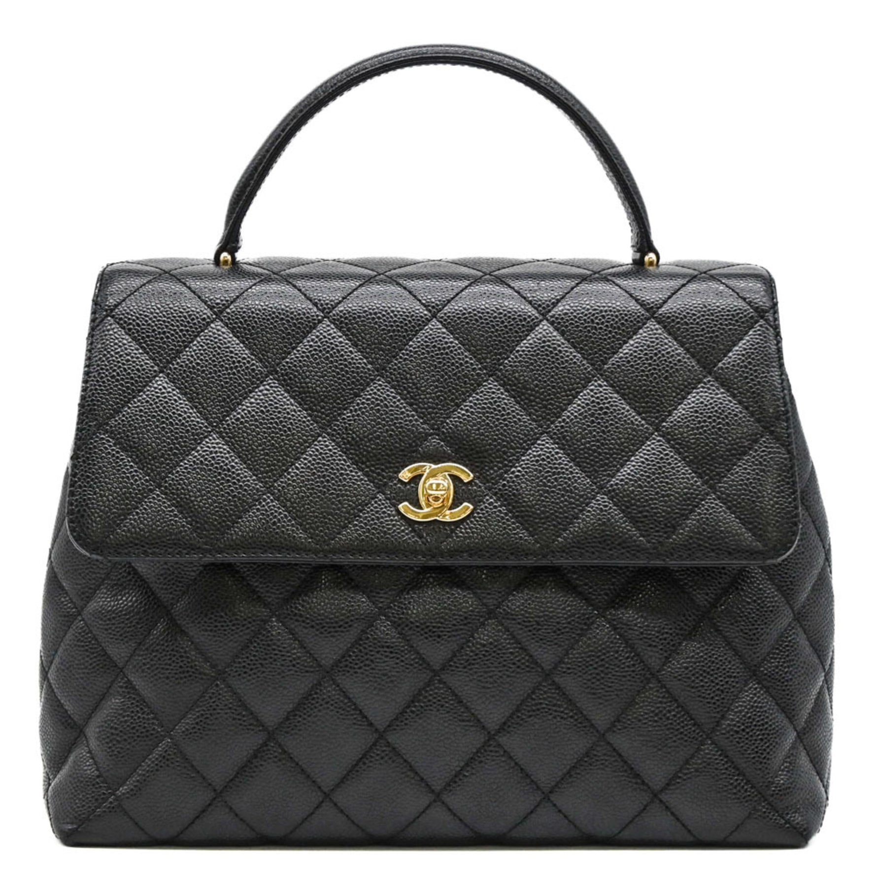 CHANEL Matelasse Caviar Skin Kelly Tote Handbag Seal