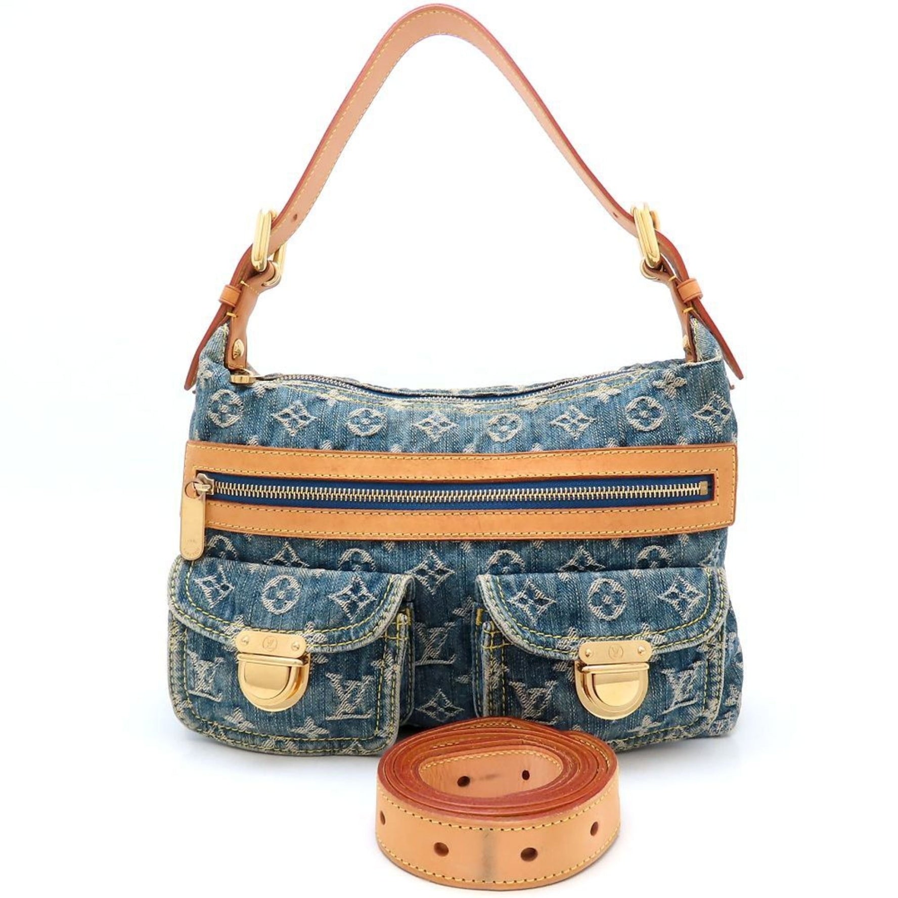 LOUIS VUITTON Monogram Denim Baggy PM Shoulder Bag, Blue