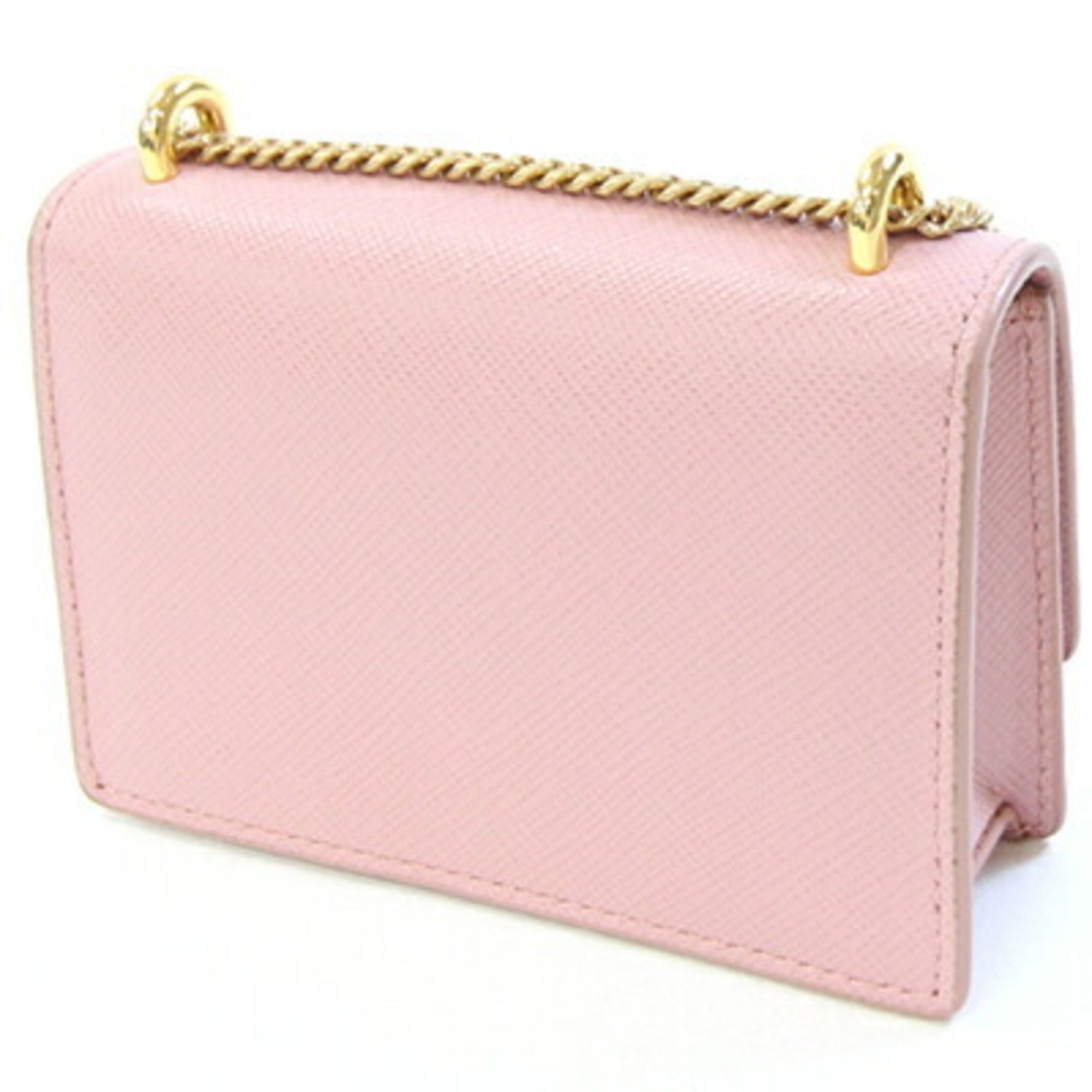 Prada Shoulder Bag with Chain Strap Leather Saffiano Triangle Pochette