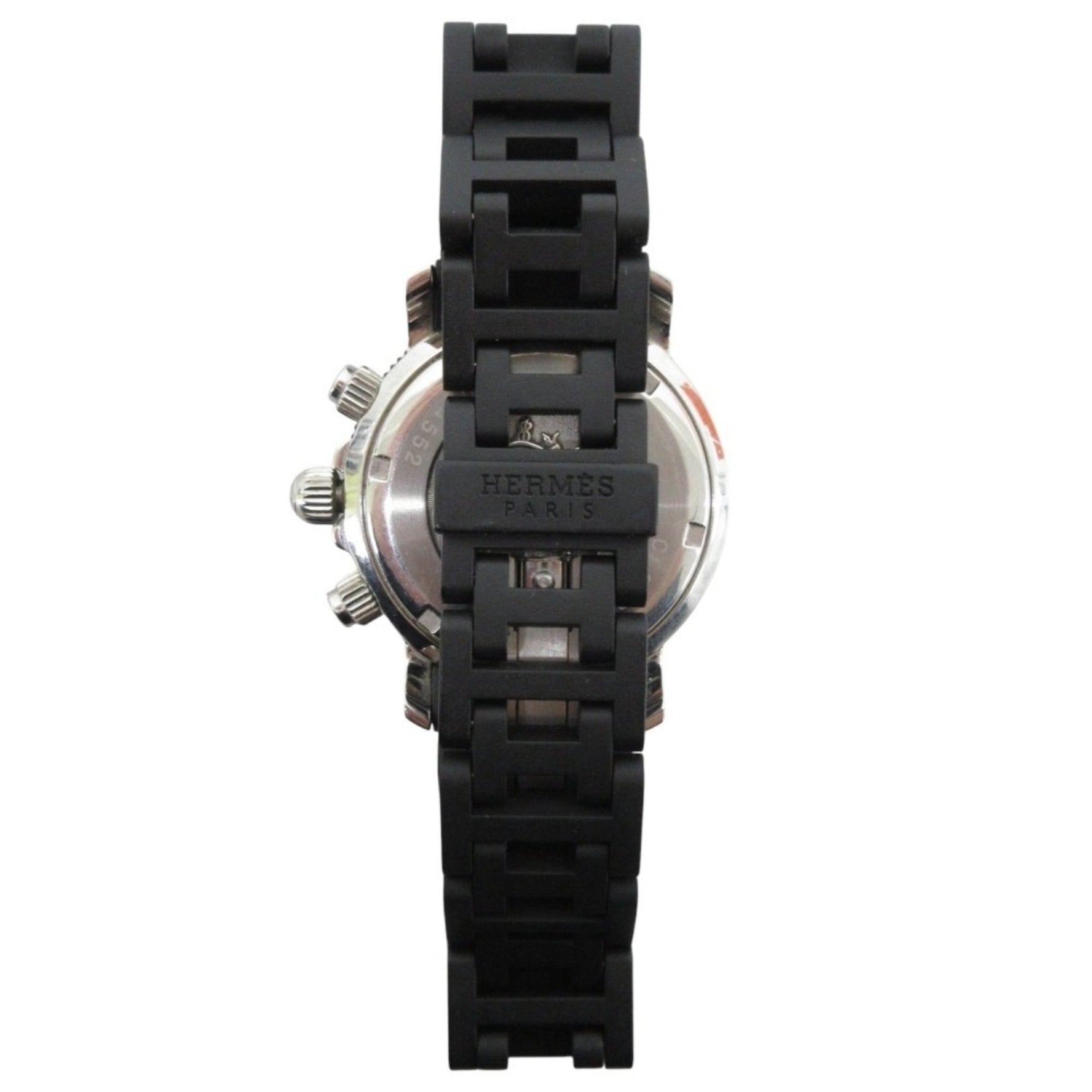 HERMES Clipper Diver Chronograph Quartz Watch CL2.315 Black Silver Women's