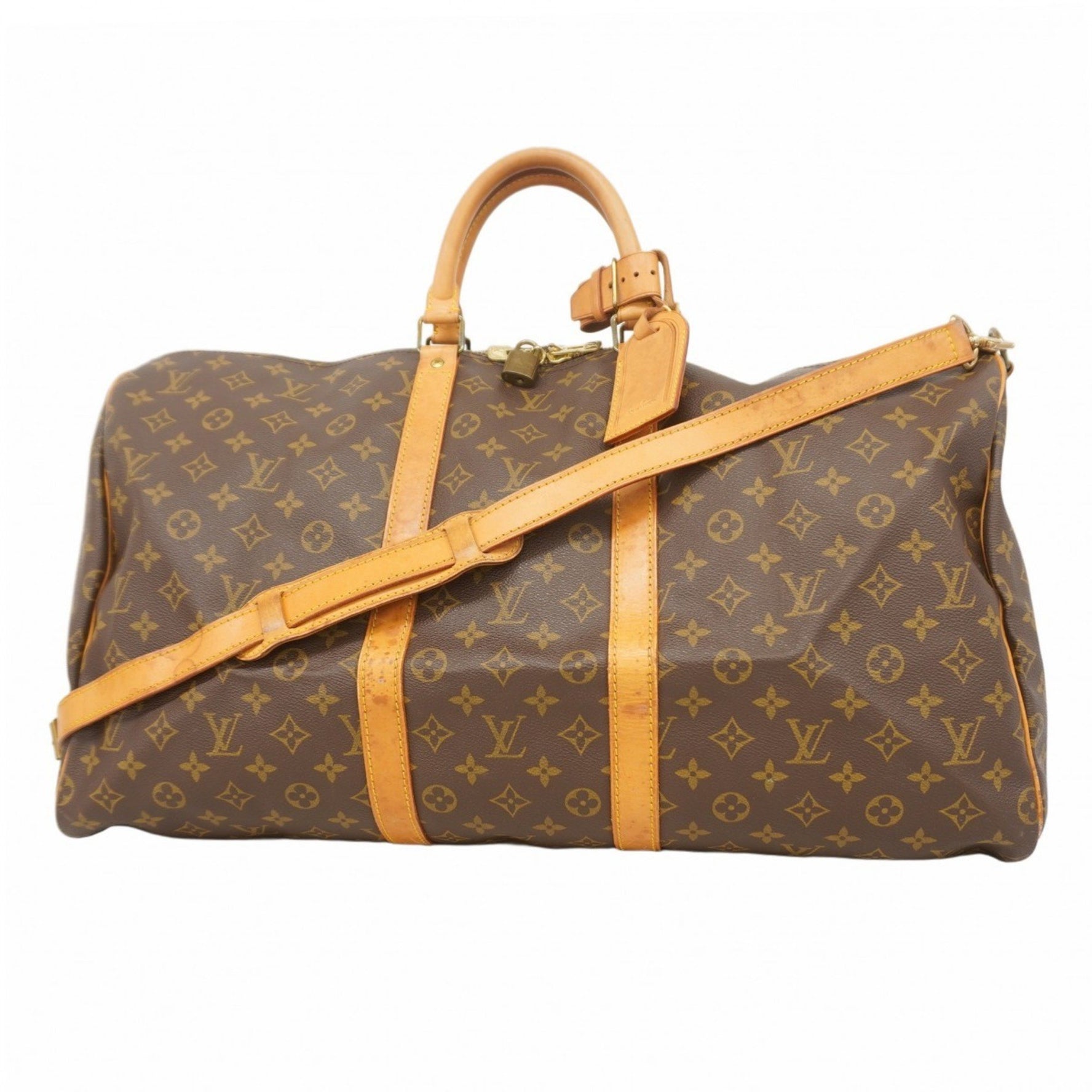 Louis Vuitton Monogram Keepall Bandouliere 55 Boston Bag M41414 Brown Men's and Women's