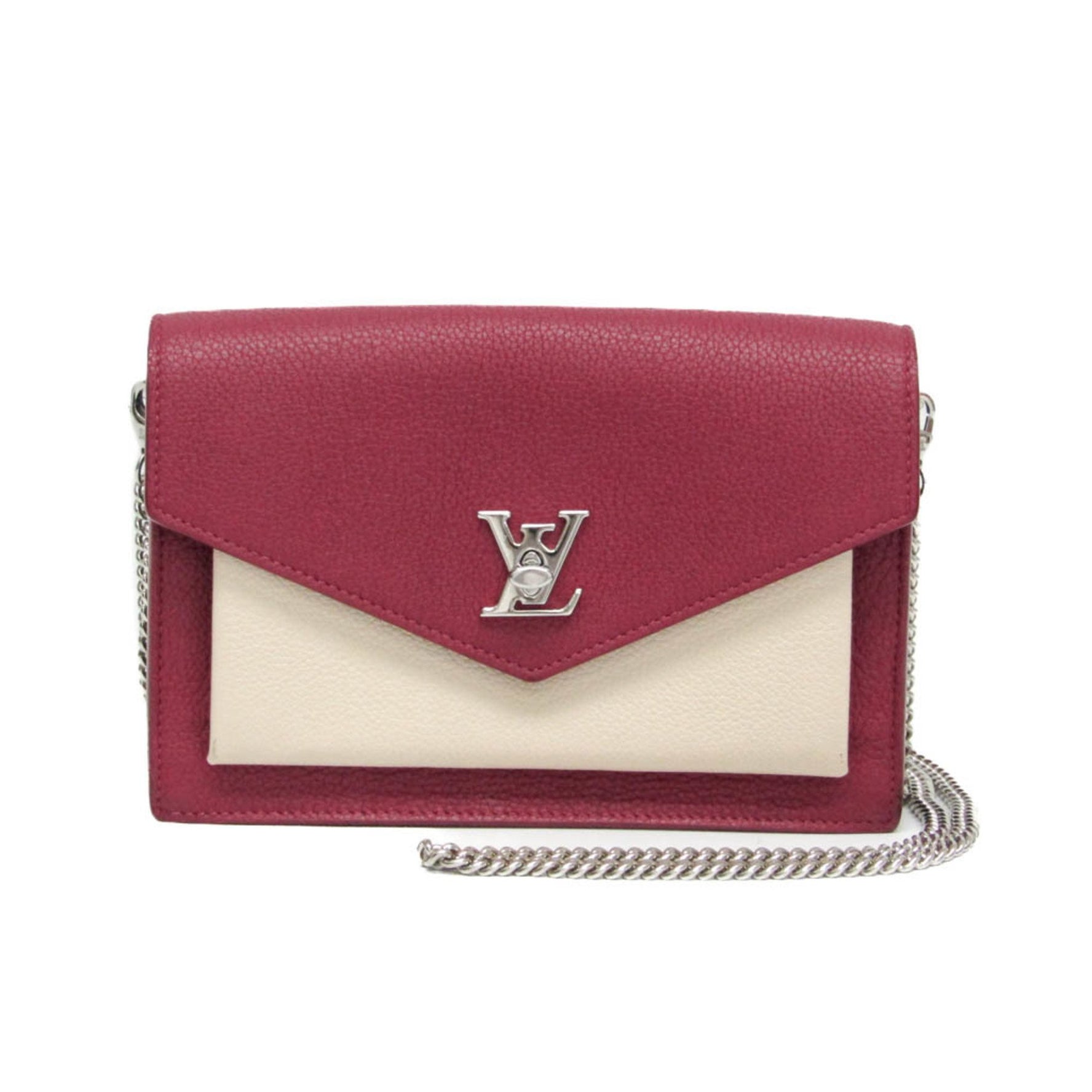 Louis Vuitton Pochette Lock Me Chain M63470 Women's Shoulder Bag Light Beige,Wine