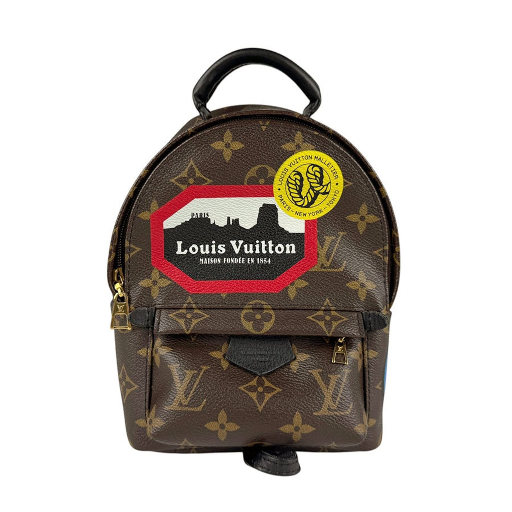 Louis Vuitton Backpack Monogram Palm Springs Canvas Brown Multicolor Gold