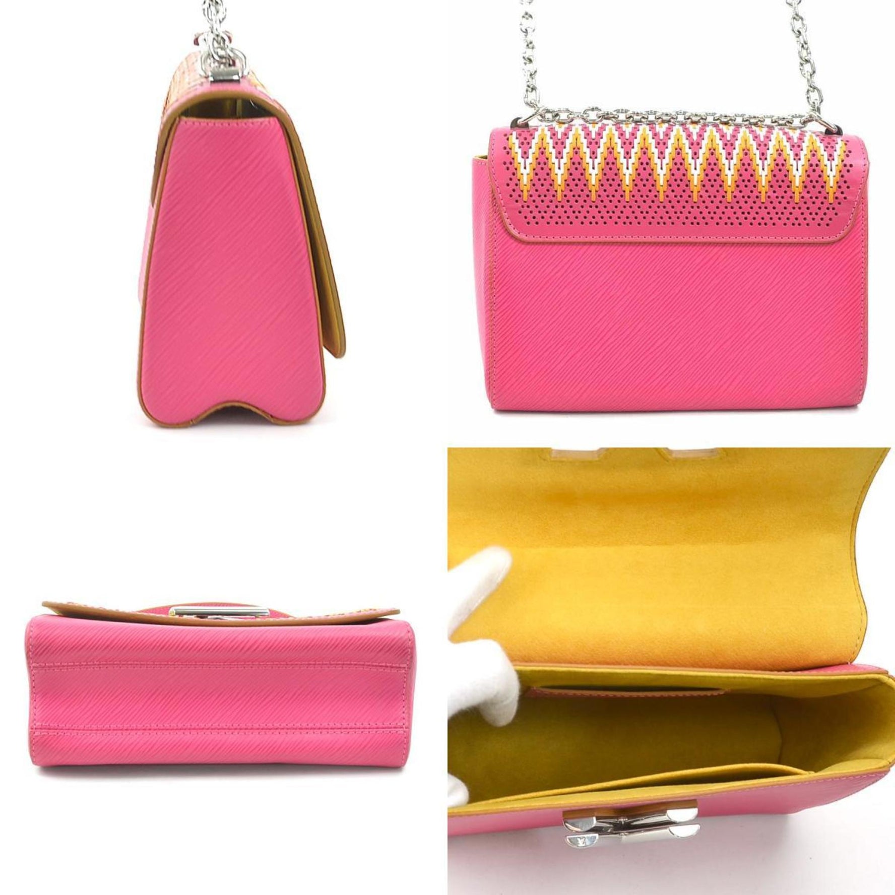 Louis Vuitton Shoulder Bag Epi Twist MM Leather Pink x Multicolor Silver