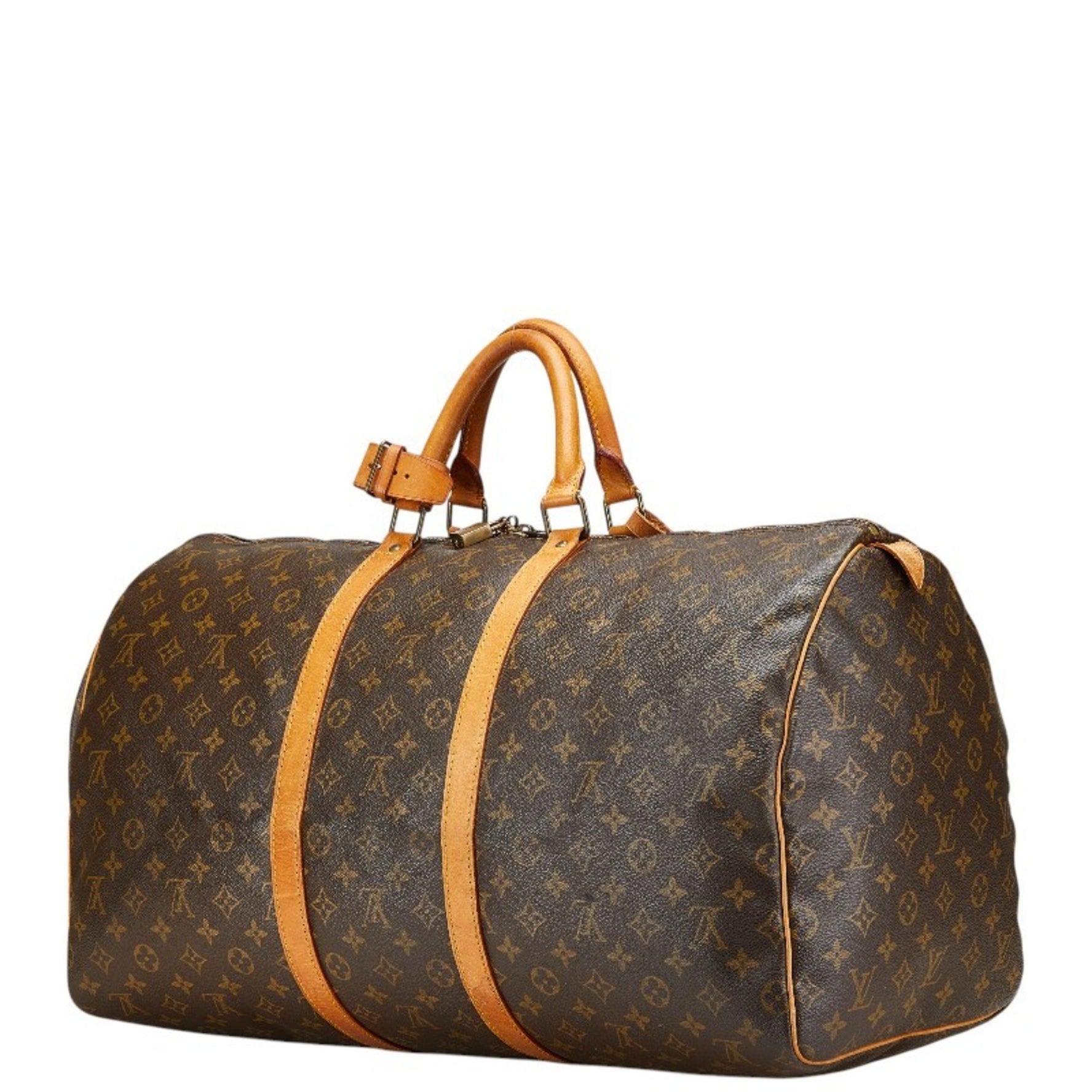 Louis Vuitton Monogram Keepall 55 Boston Bag Brown PVC Leather Women's LOUIS VUITTON