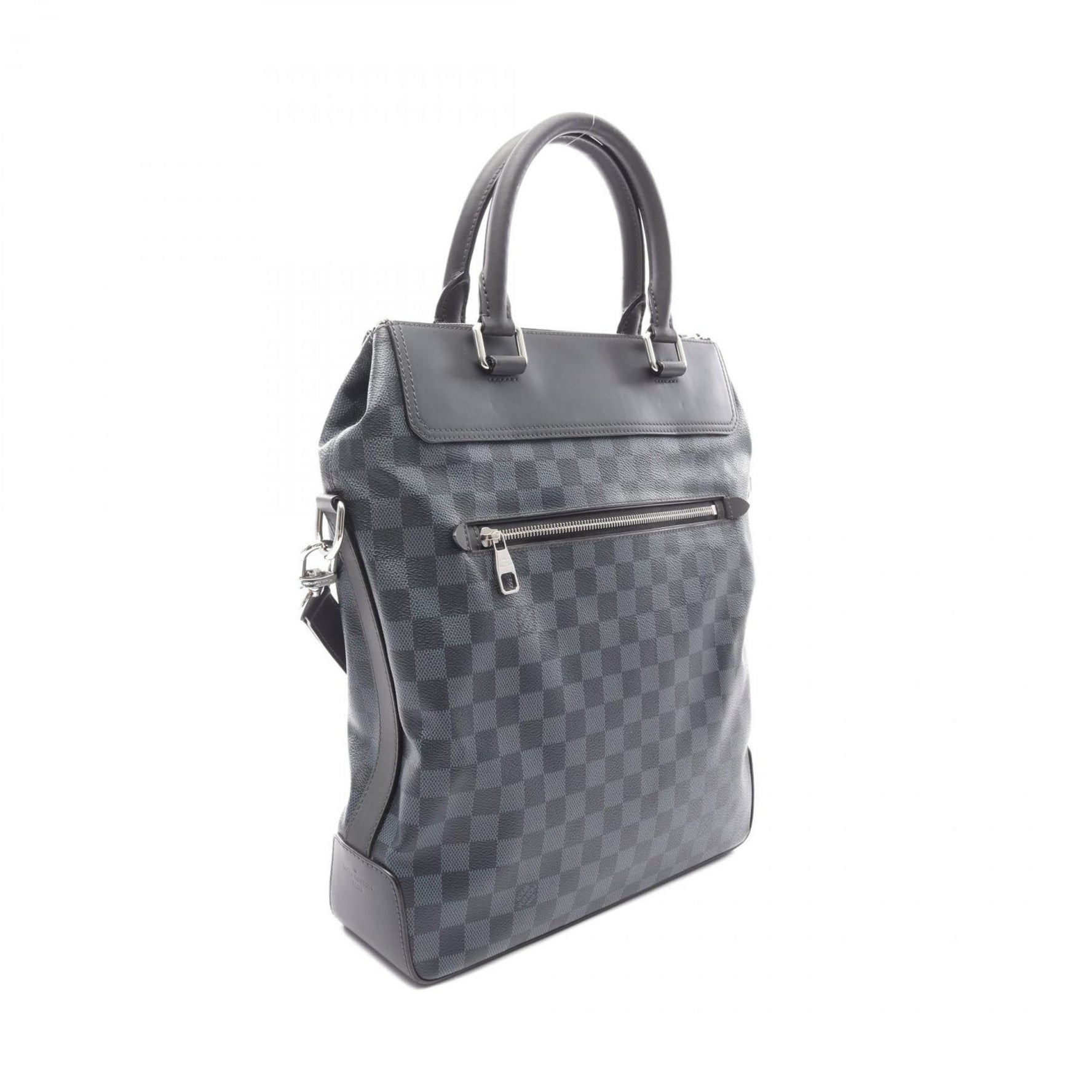 Louis Vuitton Greenwich Tote Bag, Coated Canvas and Leather, Damier Cobalt, Black Blue