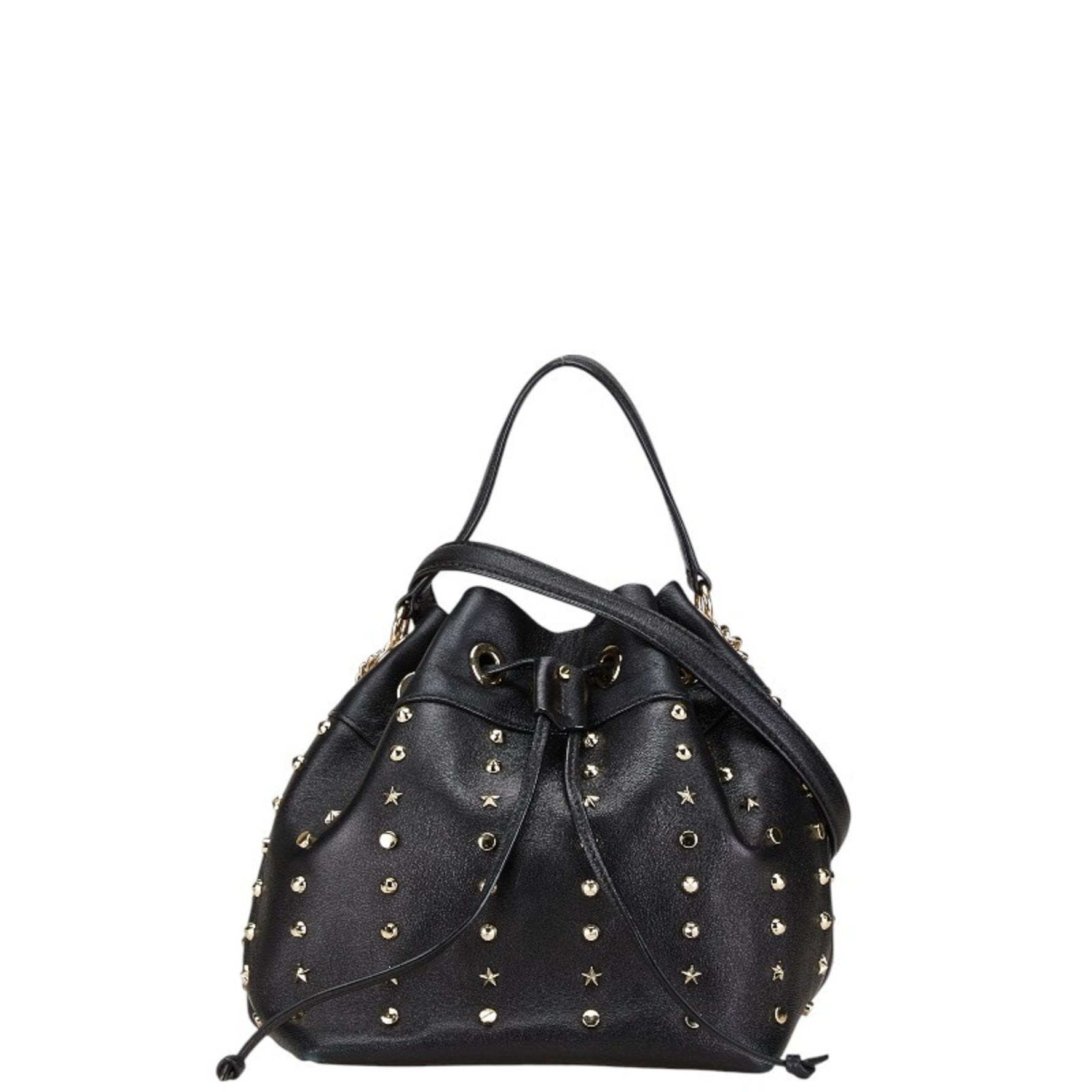 Jimmy Choo BON BUCKET S Studded Shoulder Bag Handbag Leather