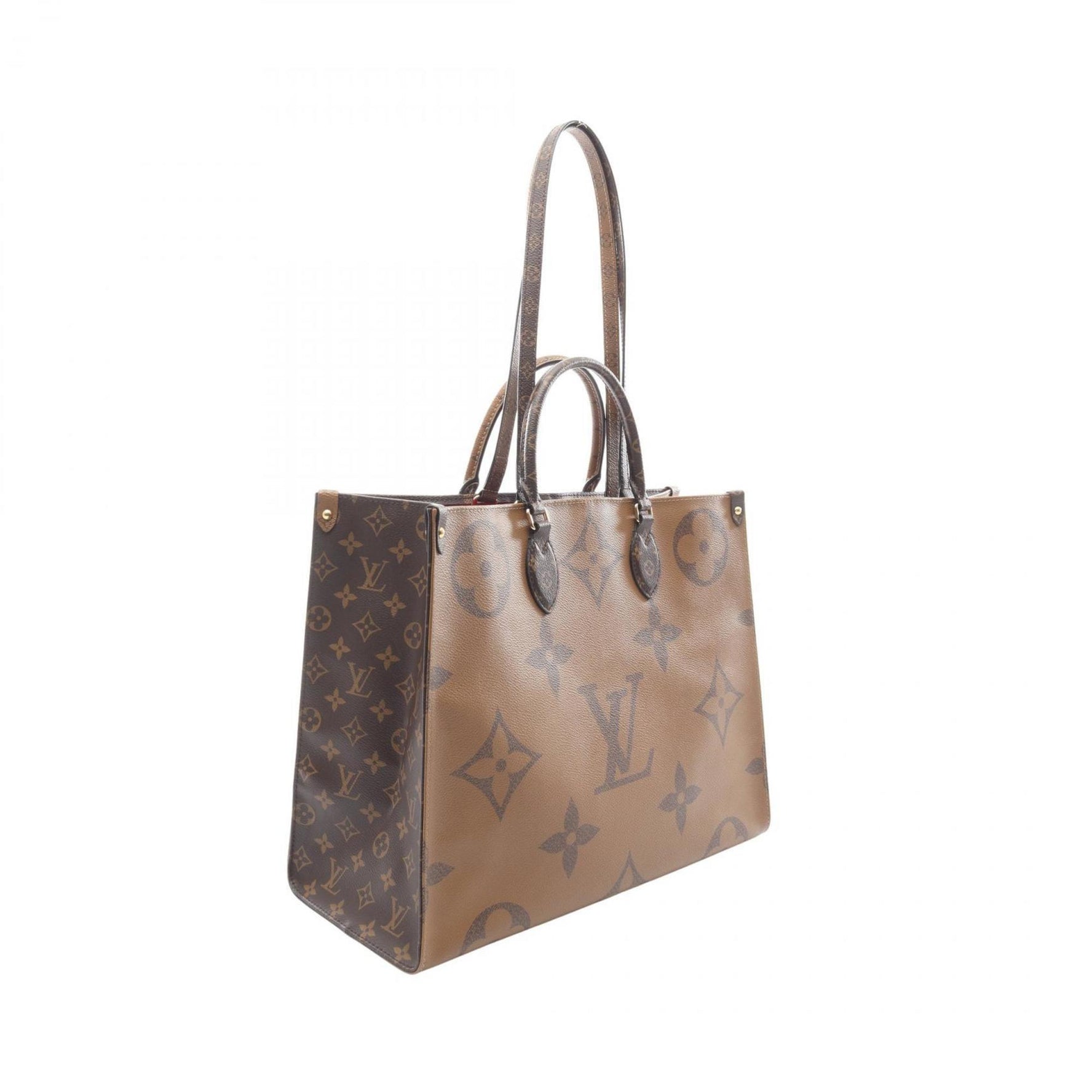 Louis Vuitton On the Go GM Monogram Giant Reverse Tote Bag, Coated Canvas, Brown and Beige