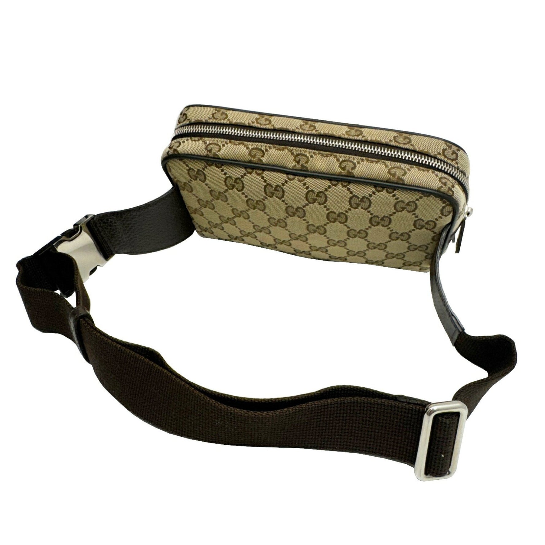 GUCCI GG Canvas Waist Bag, Body Pouch Beige Brown Men's Women's