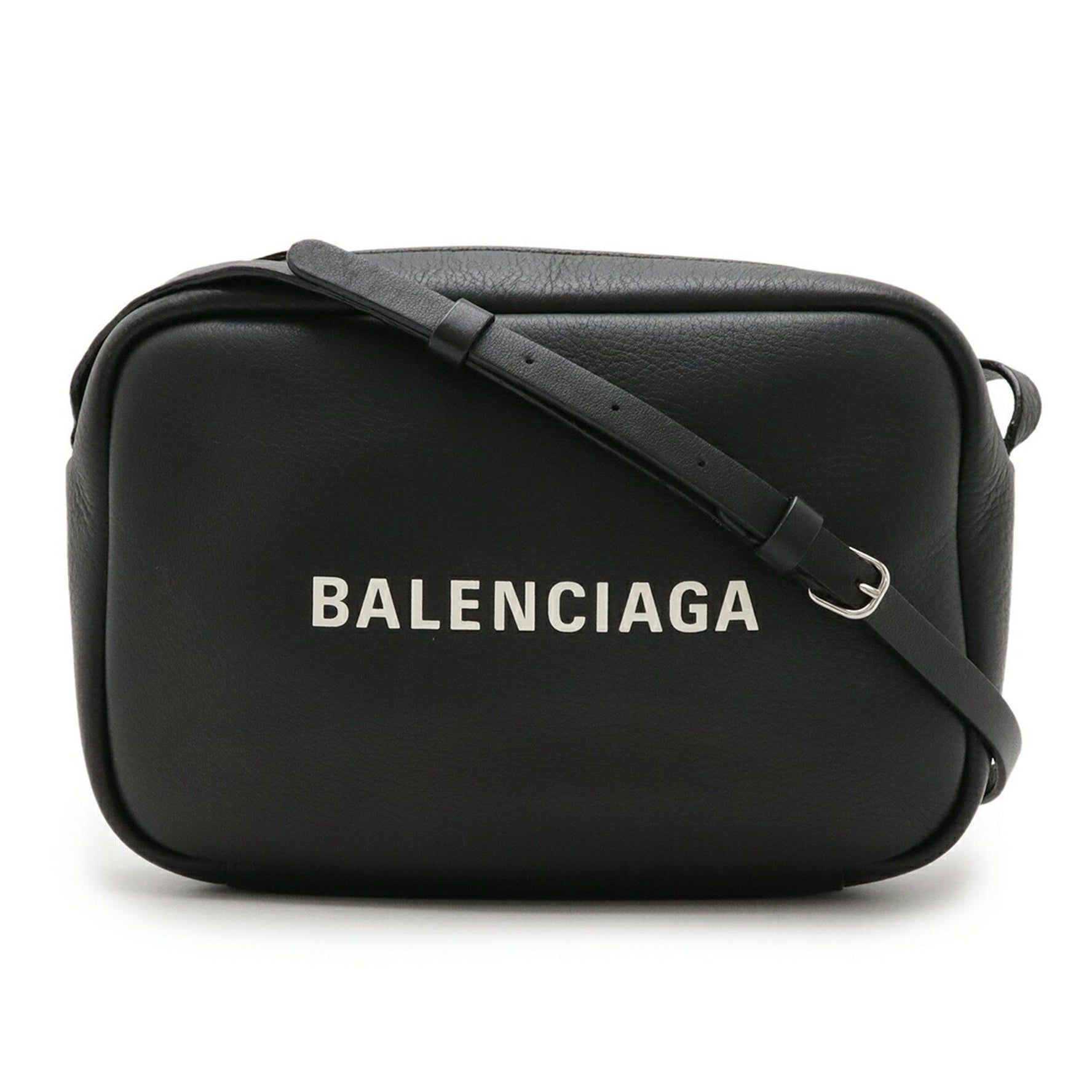 BALENCIAGA EVERYDAY Camera Bag S Shoulder Pochette Leather Black White