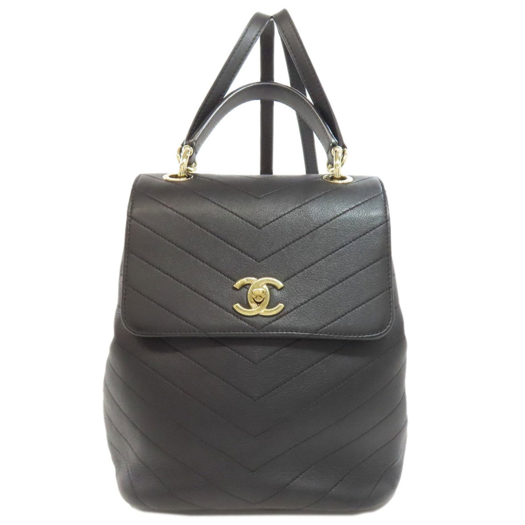 CHANEL V-stitch Coco Mark Backpack/Daypack Calfskin