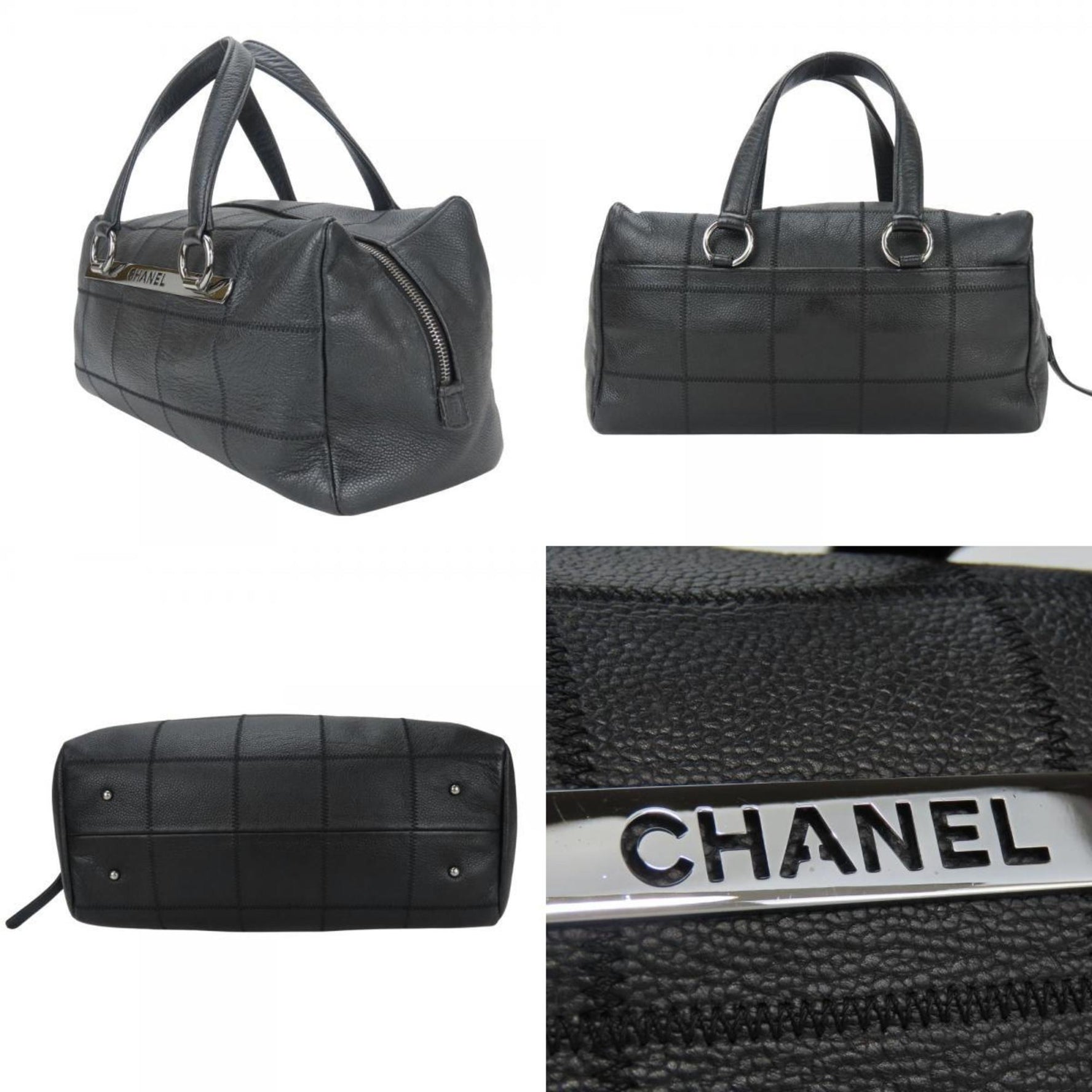 Chanel Chocobar Caviar Skin Mini Boston Bag, Size 9