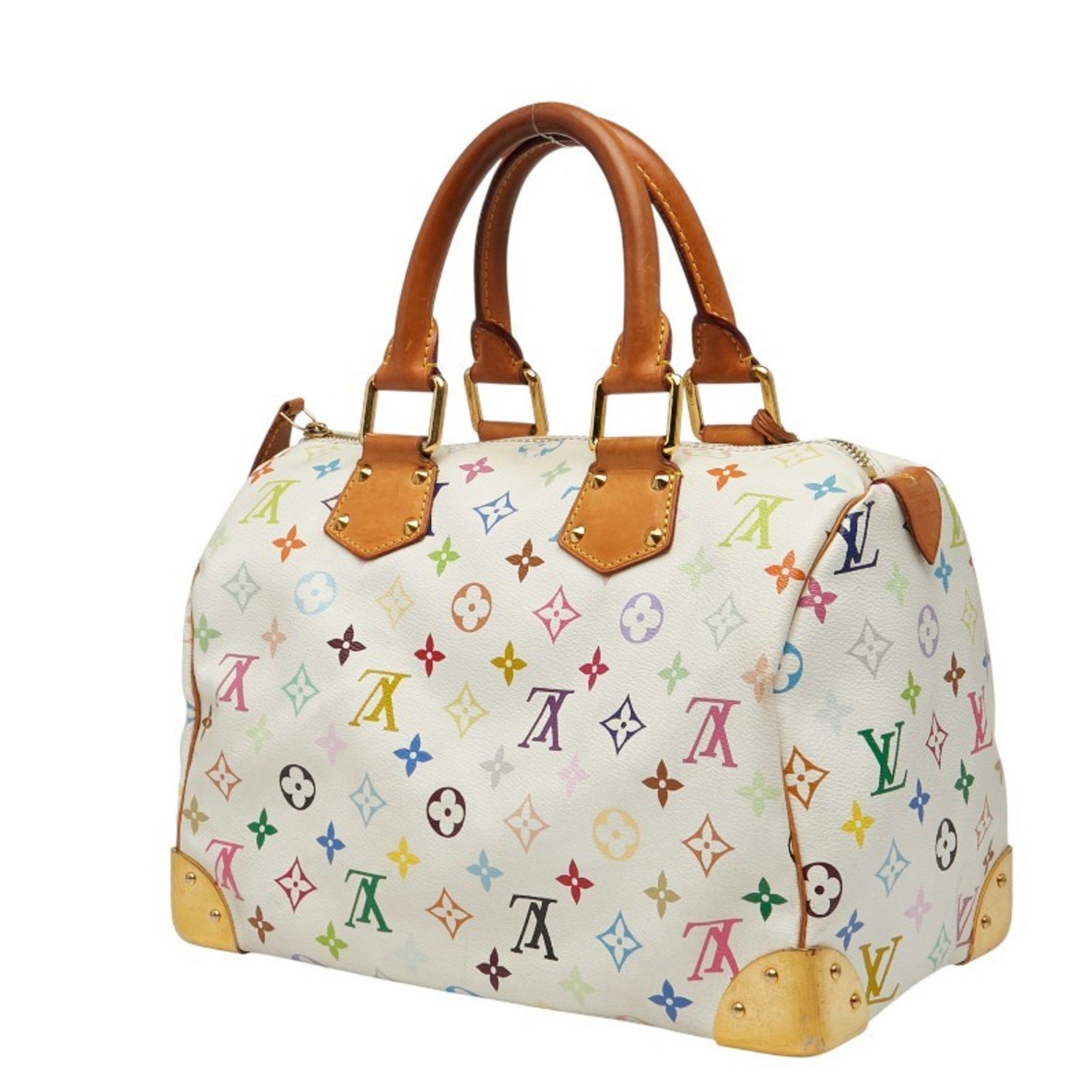Louis Vuitton Monogram Multicolore Speedy 30 Handbag/Mini Boston Bag in Blanc White Leather
