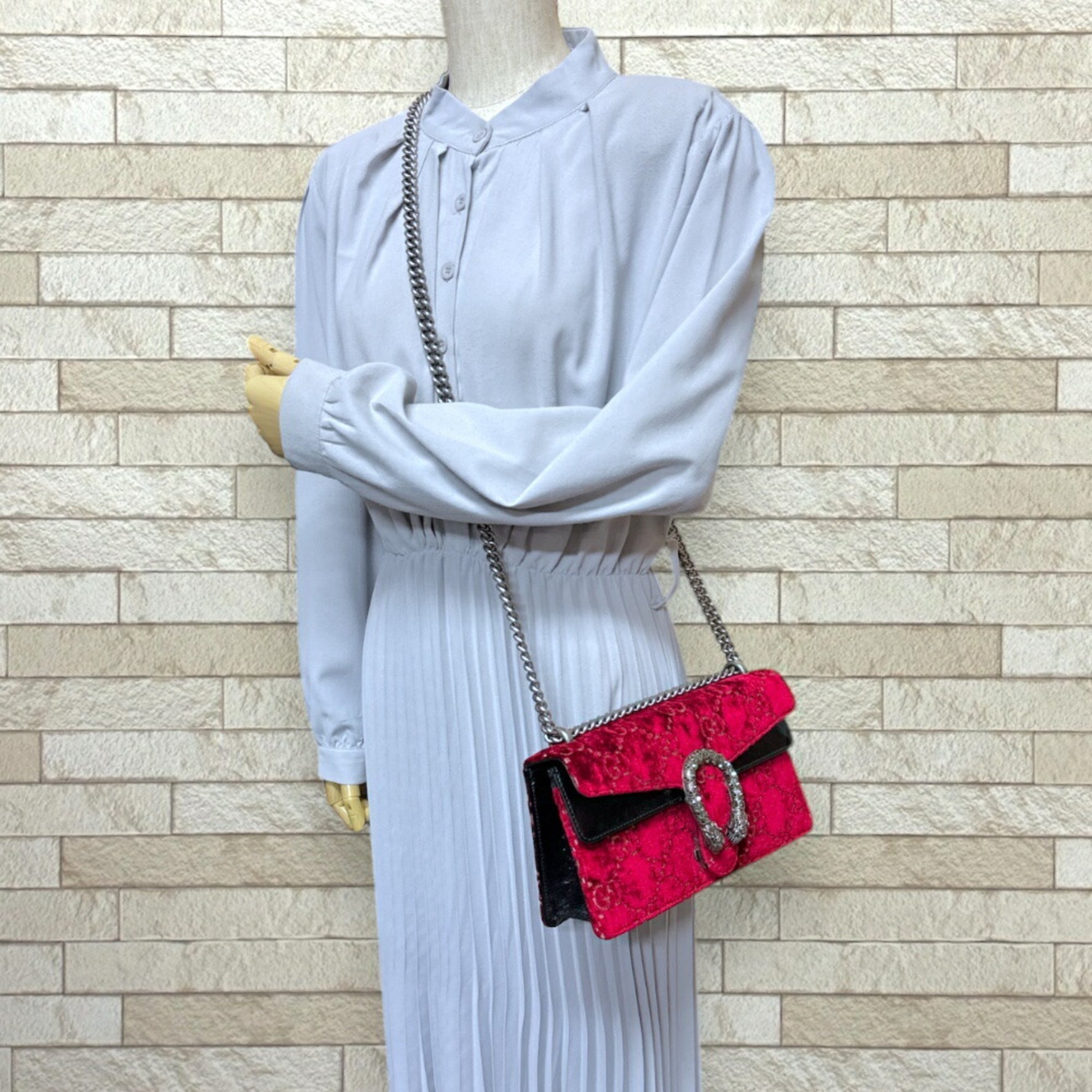 Gucci Small Shoulder Bag Dionysus Velvet Red Chain