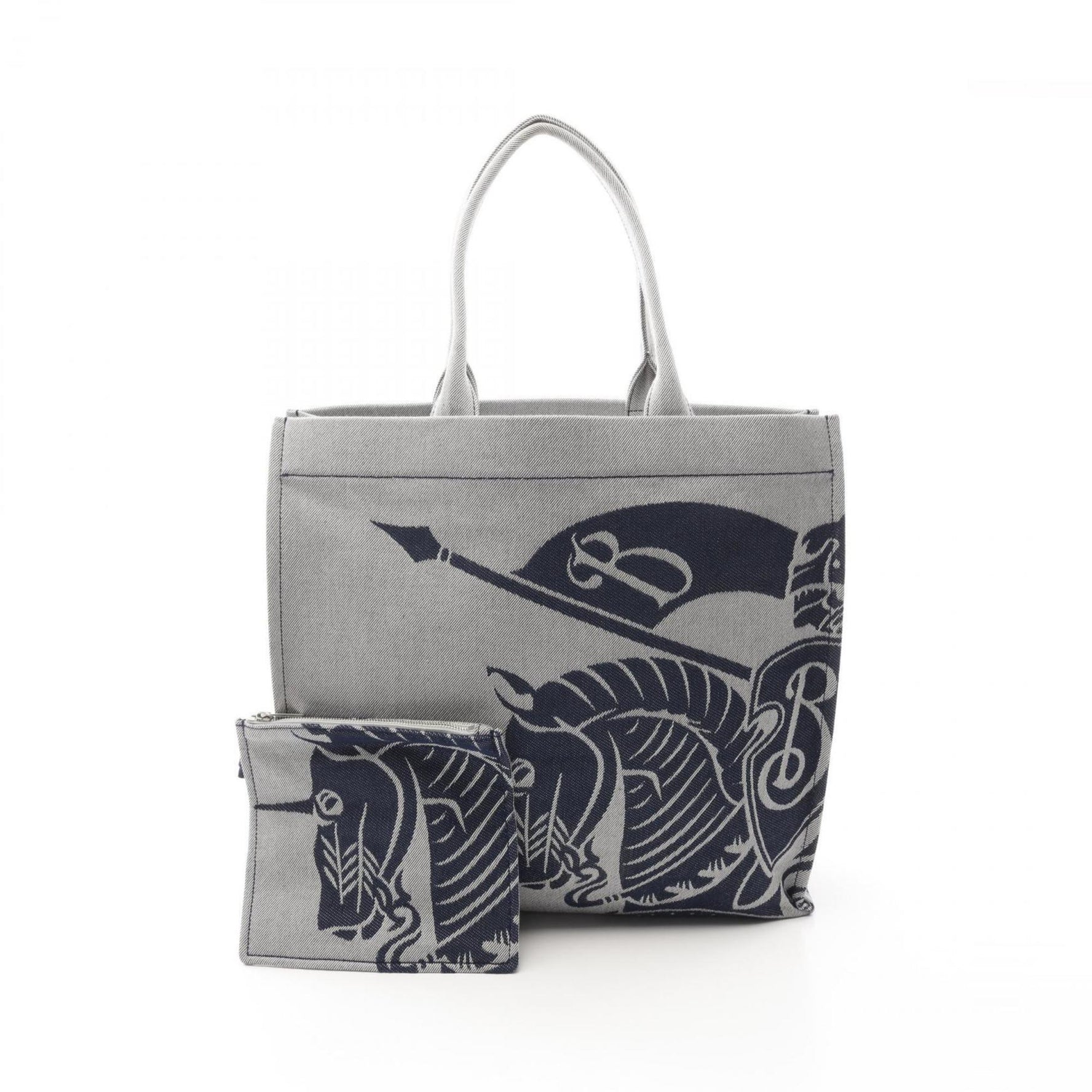 Burberry EKD XL SQUARE TOTE Tote Bag Canvas Men's Gray Navy
