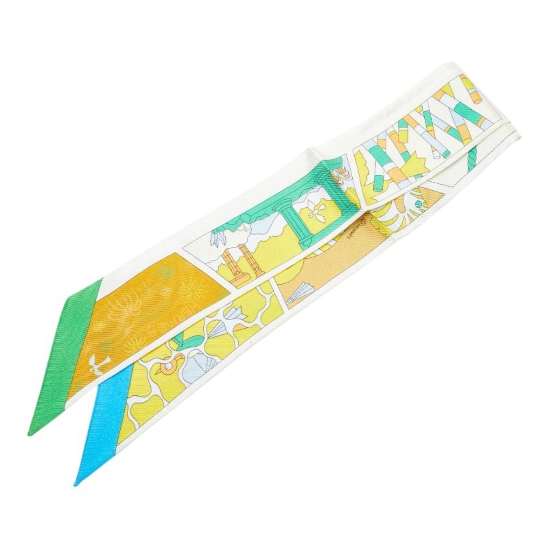 Hermes Hermès Twilly Factory Suite Scarf, White/Multicolor