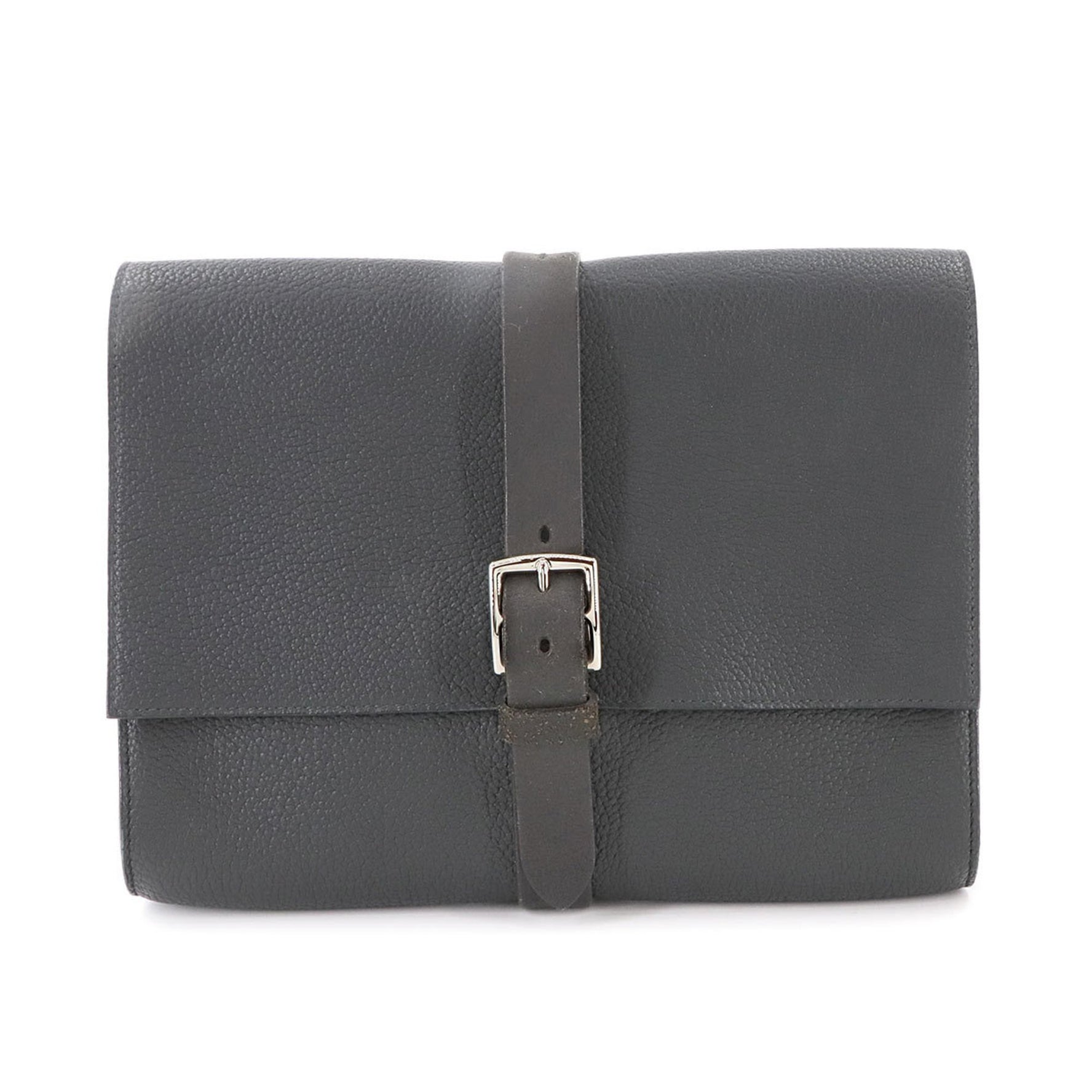 Hermes Hermès Pochette Etriviere Second Clutch Bag, Fjord, Black, T Stamp