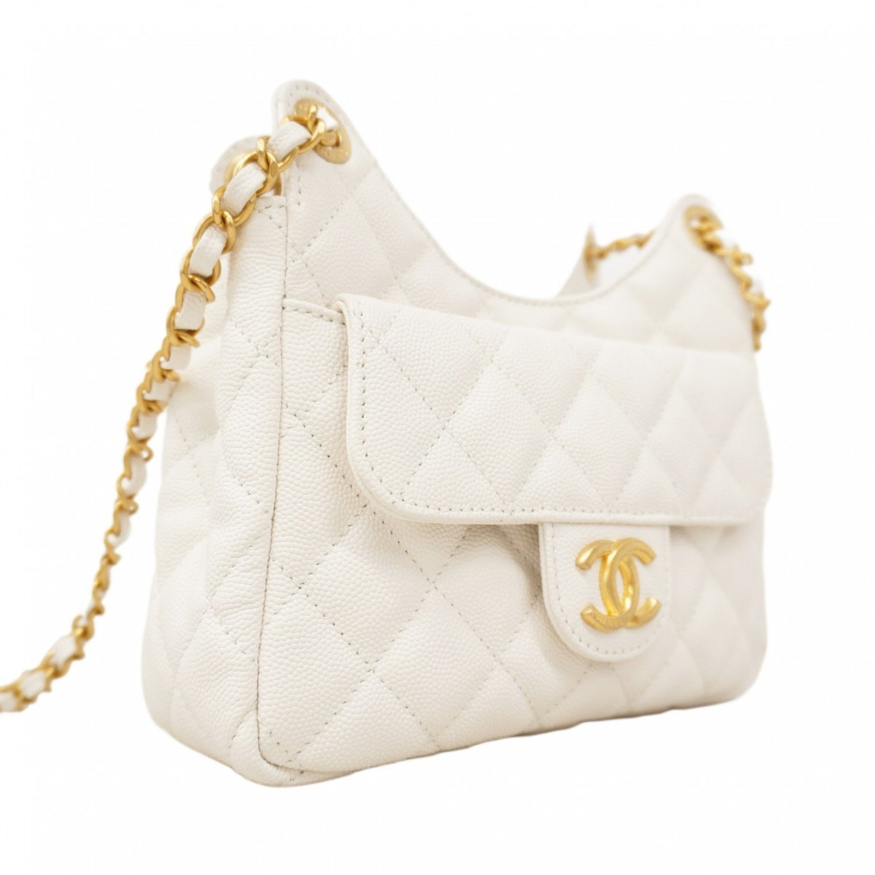 Chanel Matelasse Chain Shoulder Bag Hobo Caviar Skin