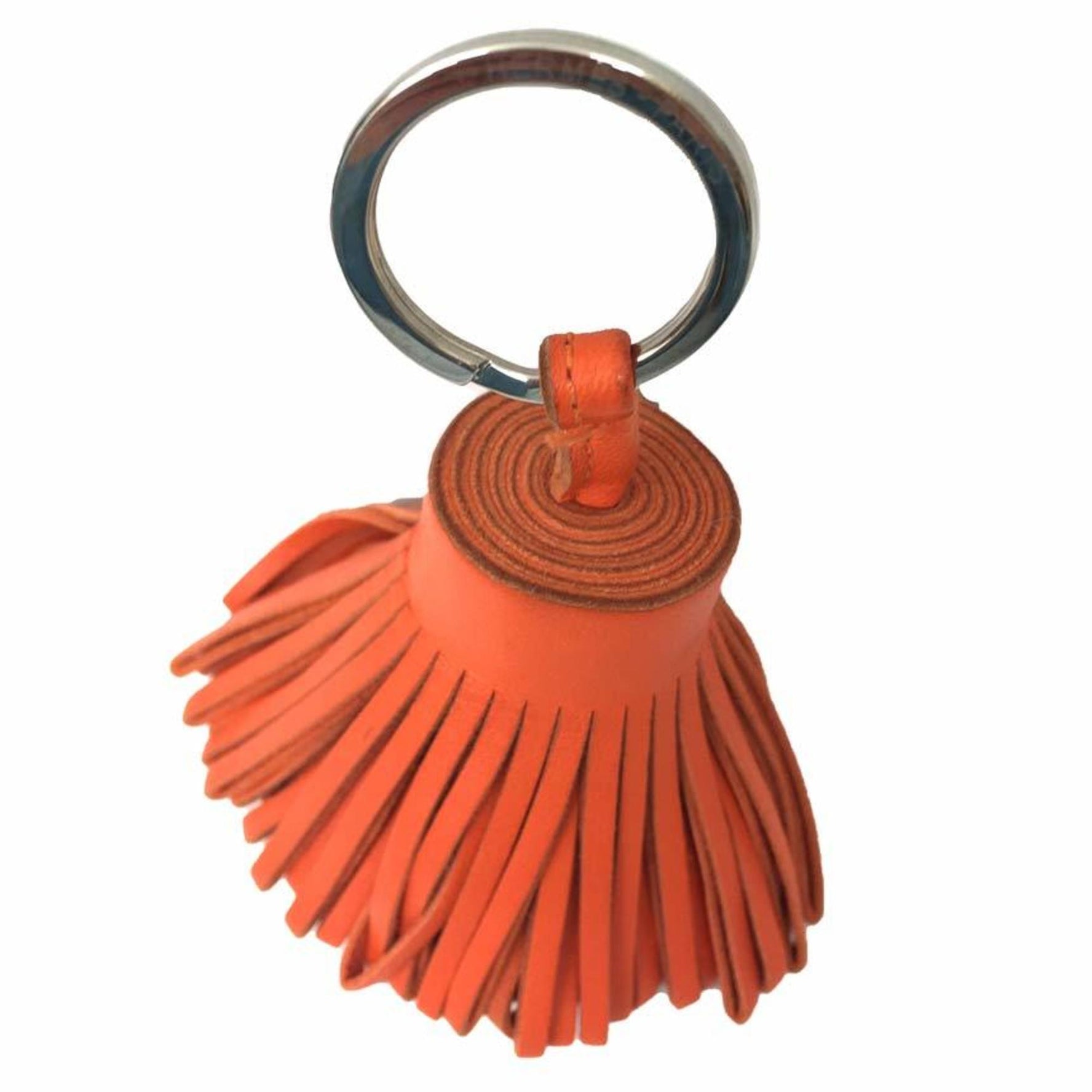 Hermes HERMES Carmen Key Ring Holder Charm Leather Orange Wallet Accessories