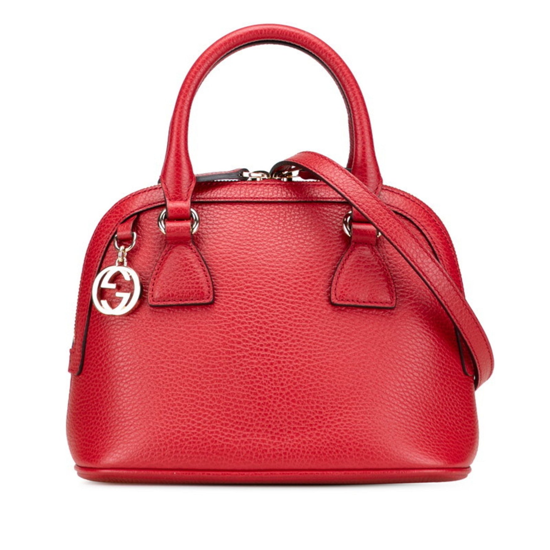 Gucci Interlocking G Handbag/Shoulder Bag Red Leather