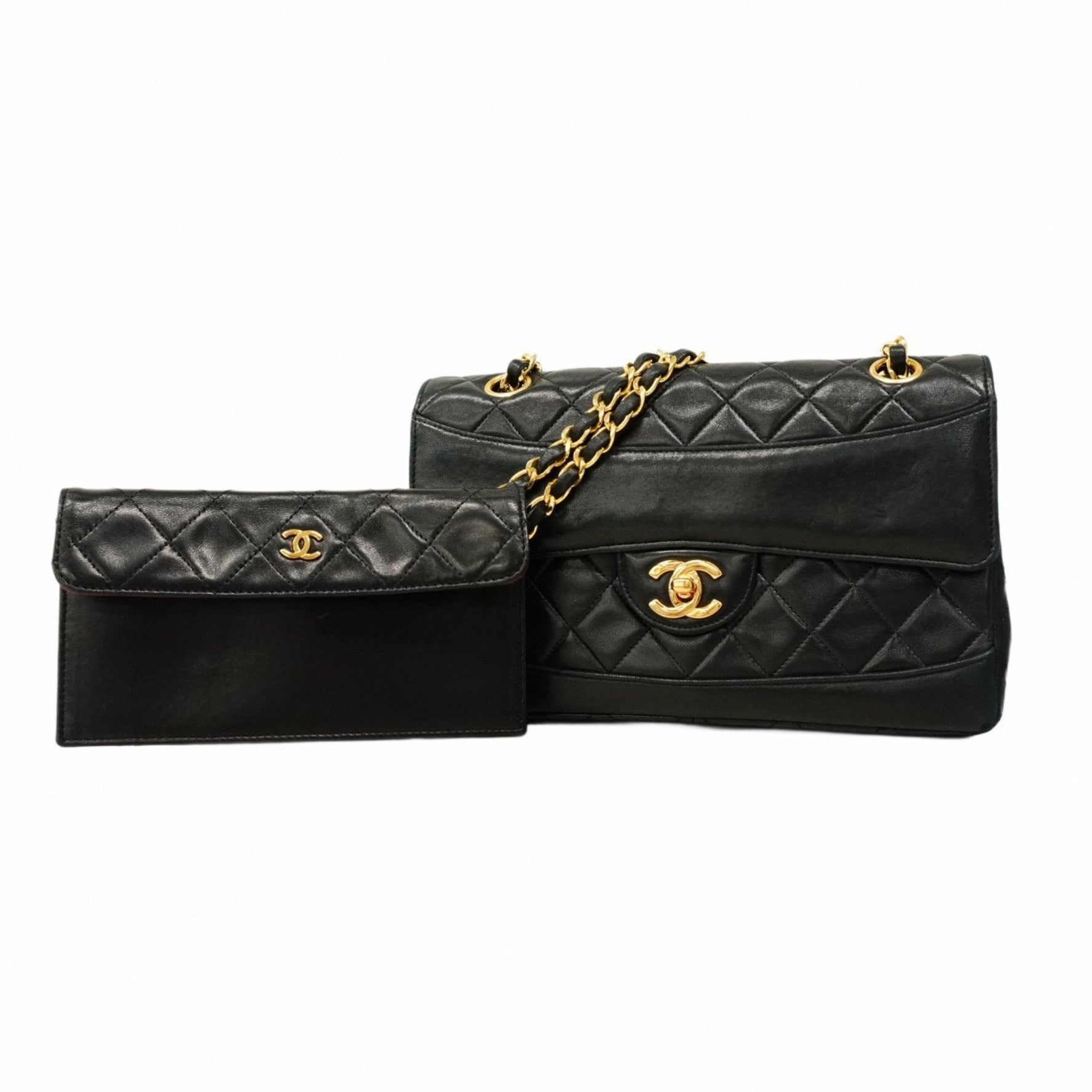 Chanel Shoulder Bag Matelasse W Chain Lambskin