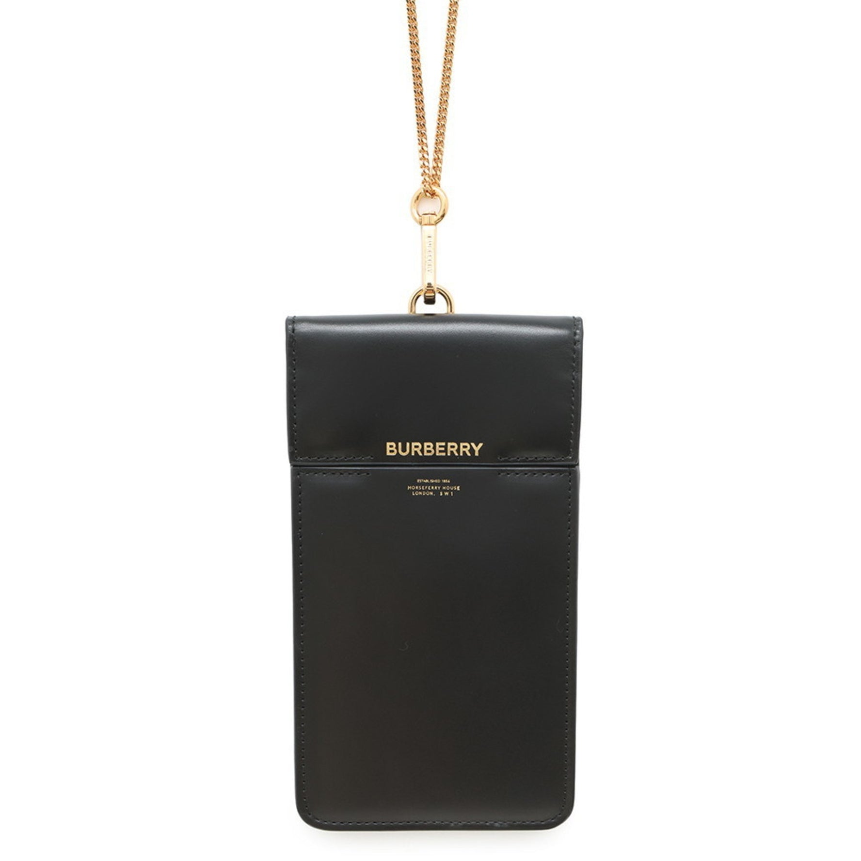 Burberry Chain Shoulder Bag Phone Pouch Leather