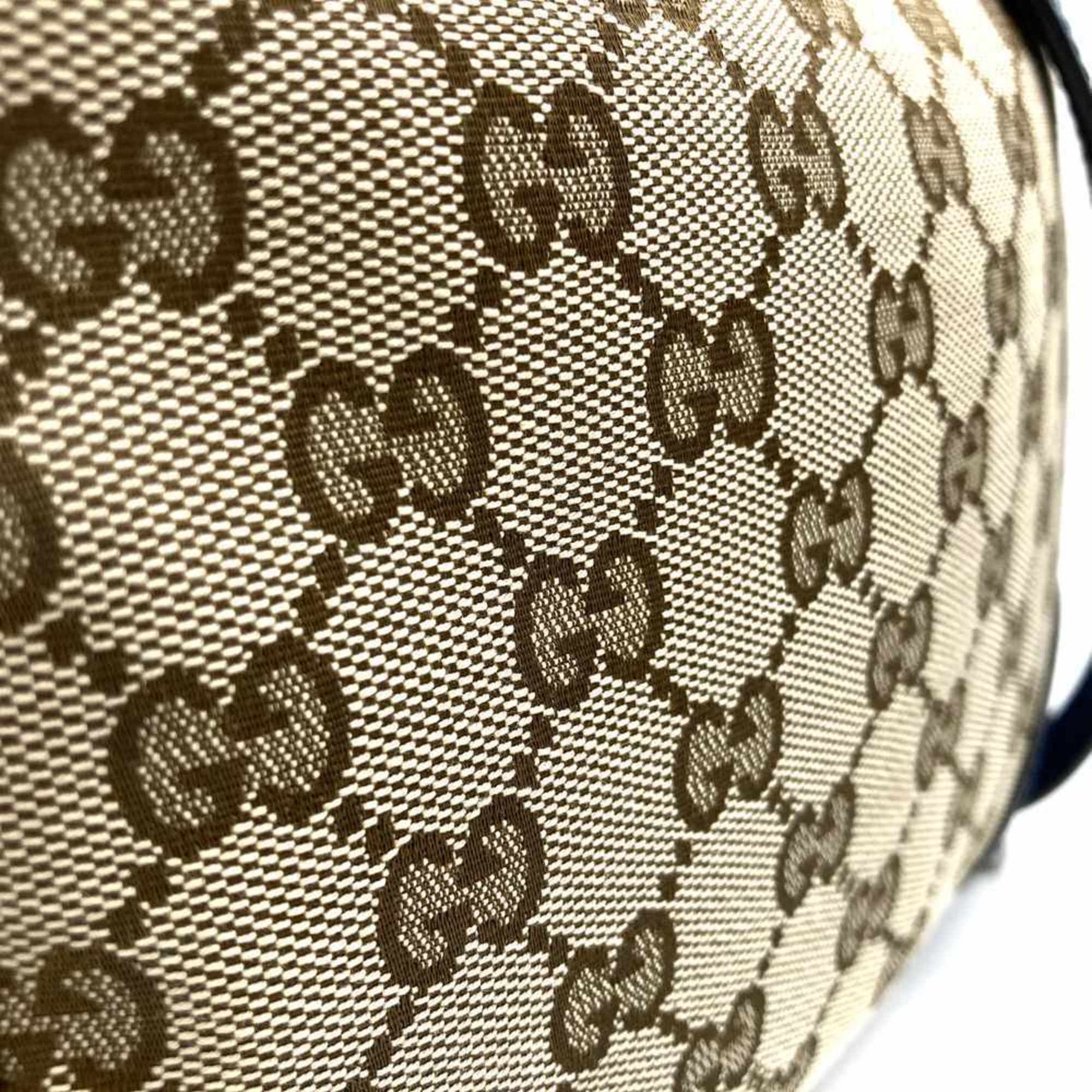 GUCCI Shoulder Bag GG Canvas/Leather Blue/Brown