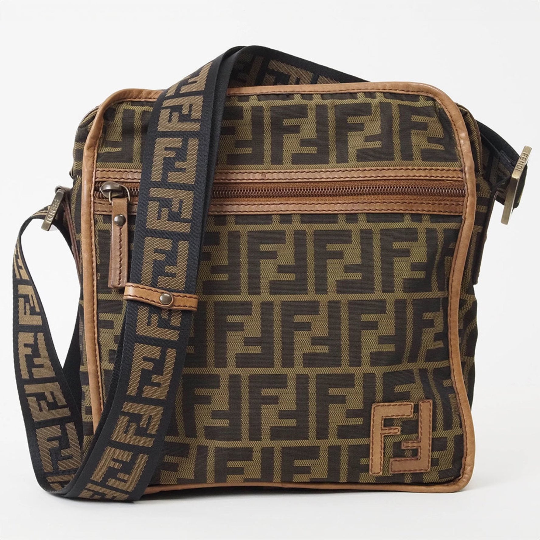 FENDI ZUCCA Shoulder Bag Canvas FF Pattern