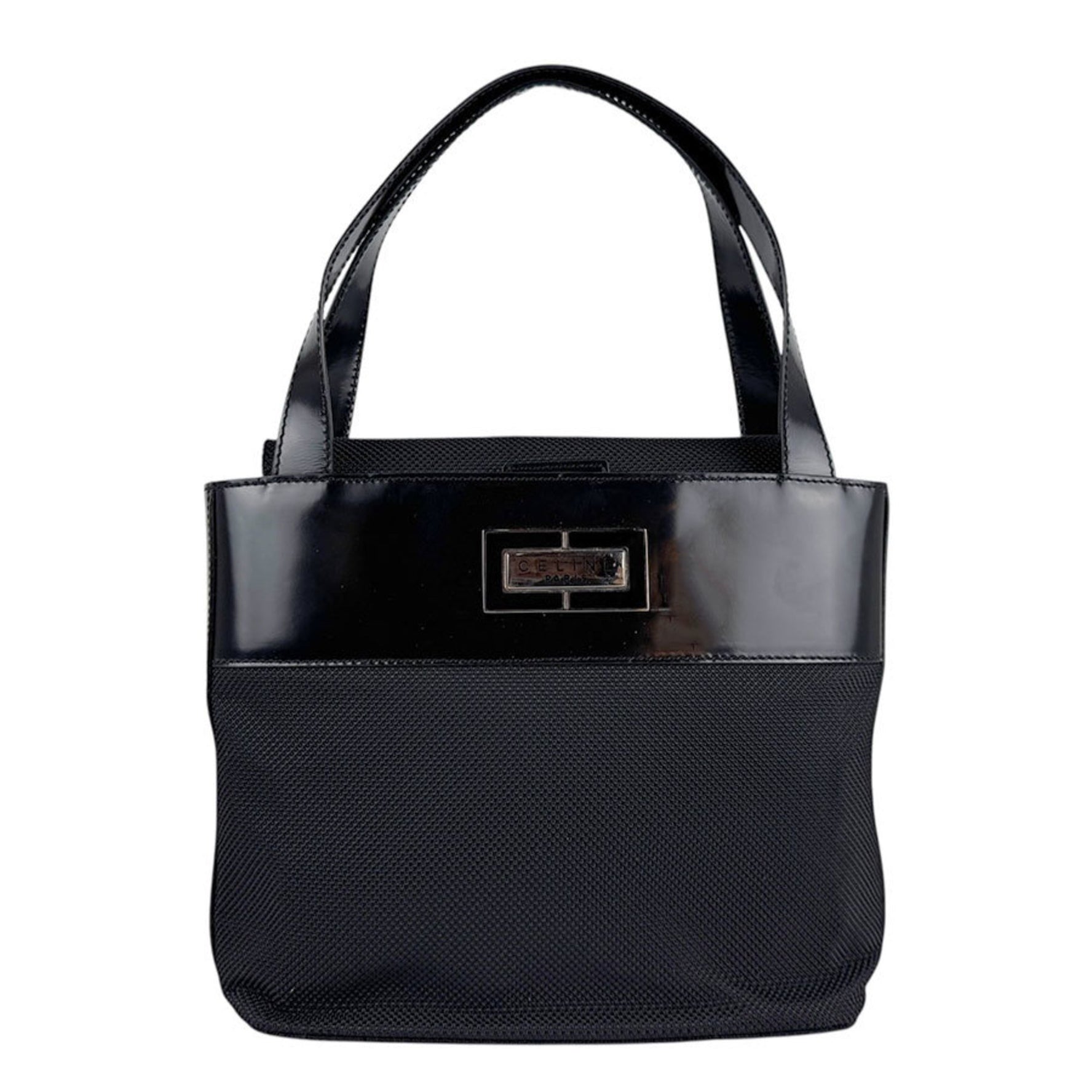 Celine handbag in canvas, leather, black and silver for women, z6470