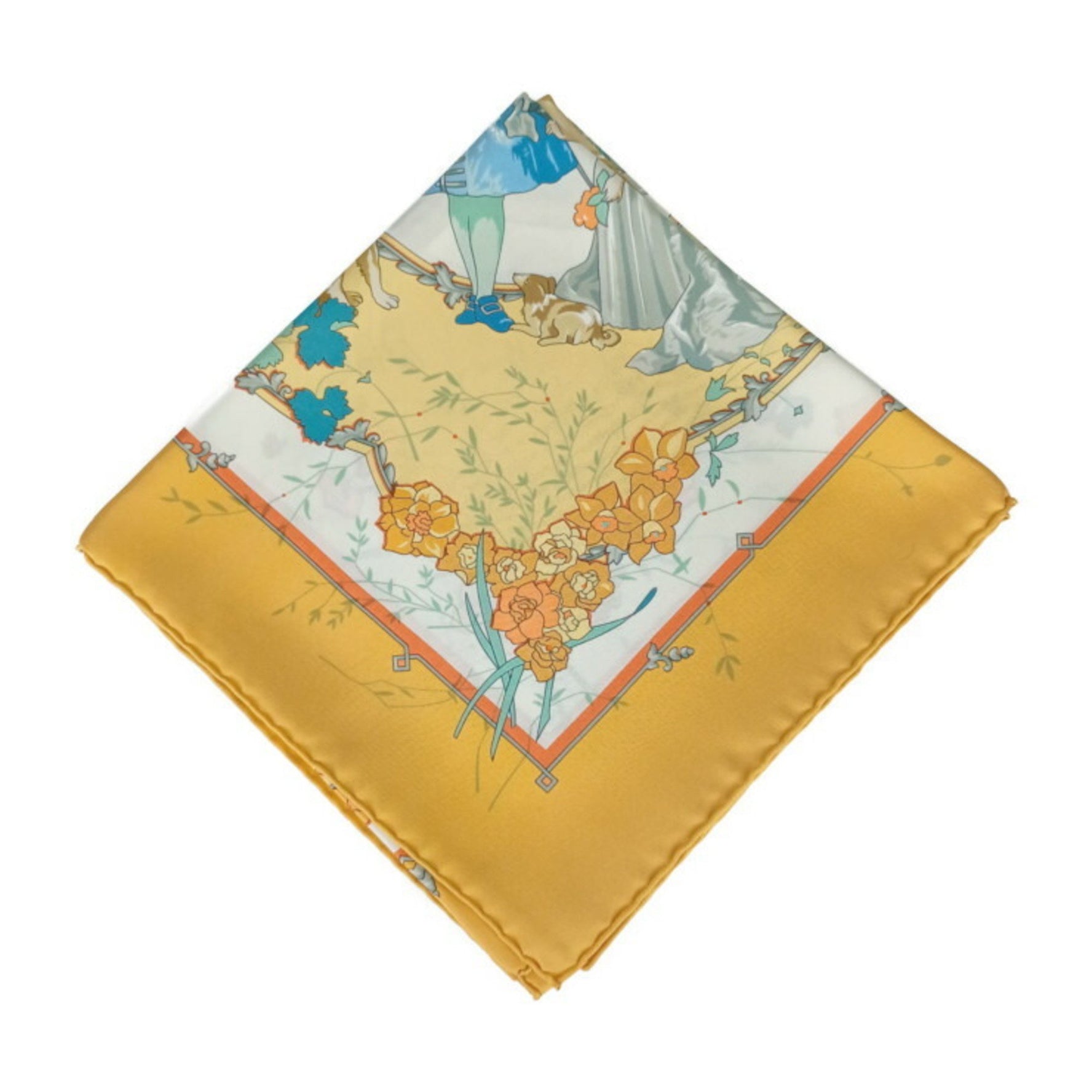 HERMES Scarf/Muffler Carre 90 Les Petits Princes - Orange Multicolor 100% Silk Women's