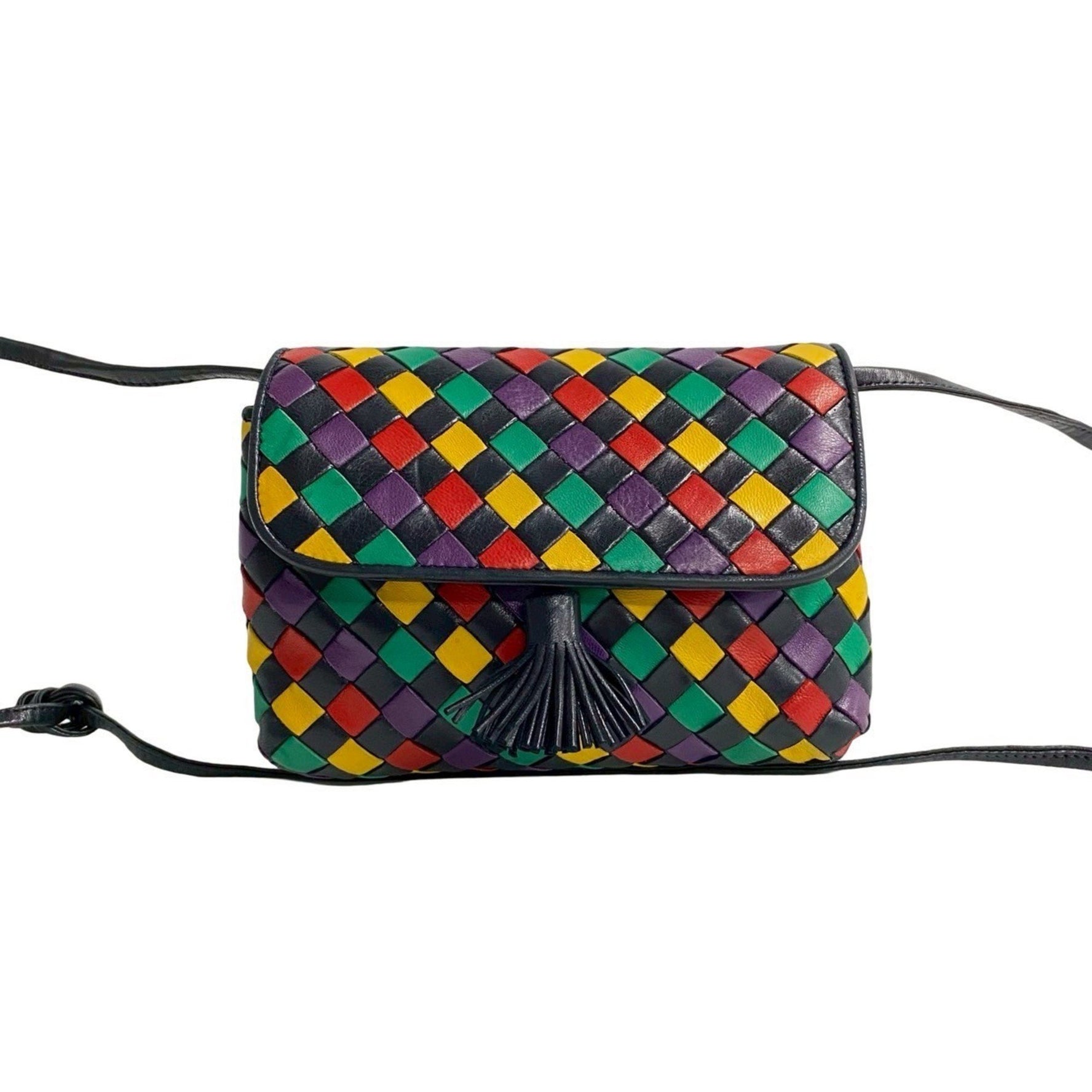BOTTEGA VENETA Intrecciato Leather Mini Shoulder Bag/Pochette in Black and Multicolor