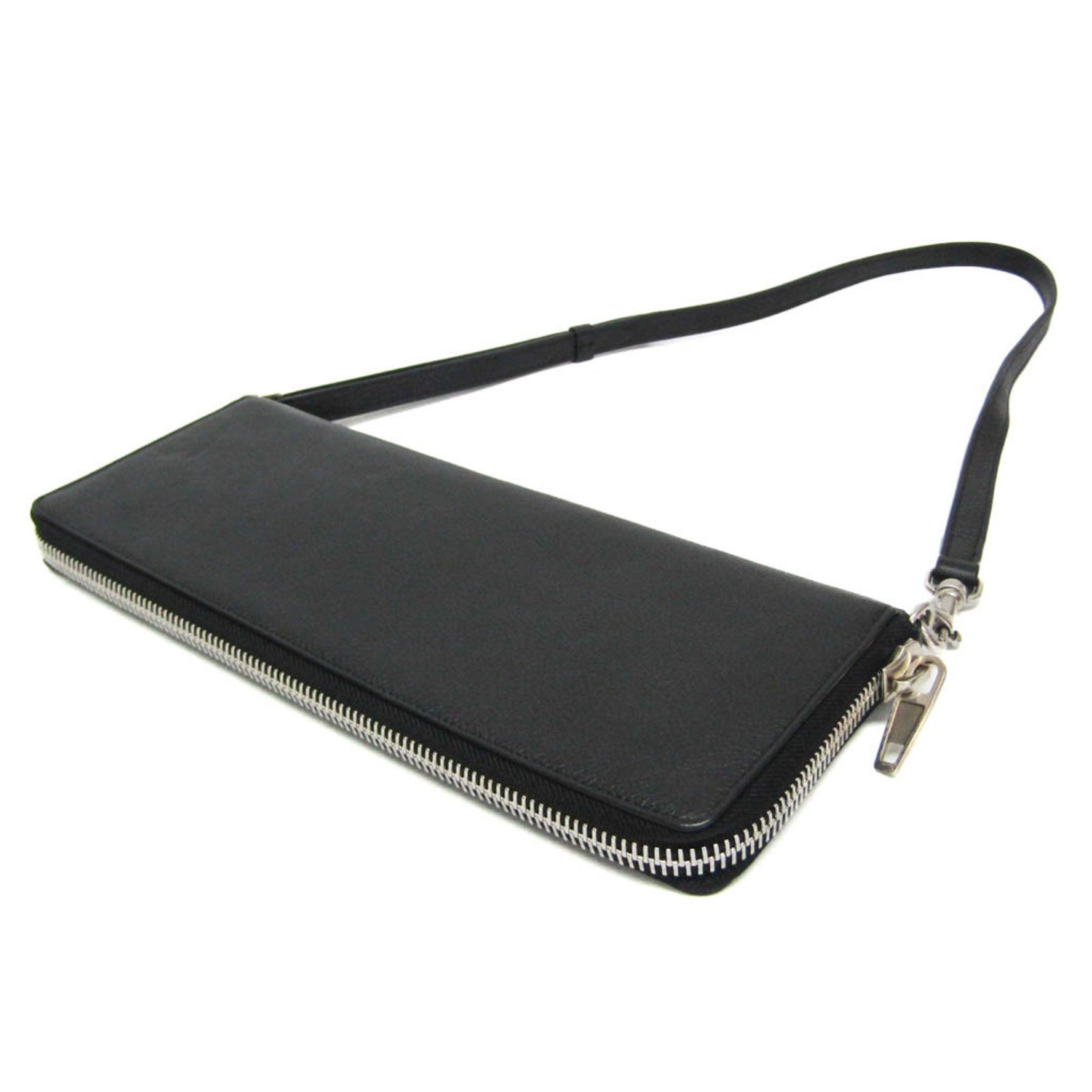 Balenciaga LEASH CLUTCH Women,Men Leather Shoulder Bag Black