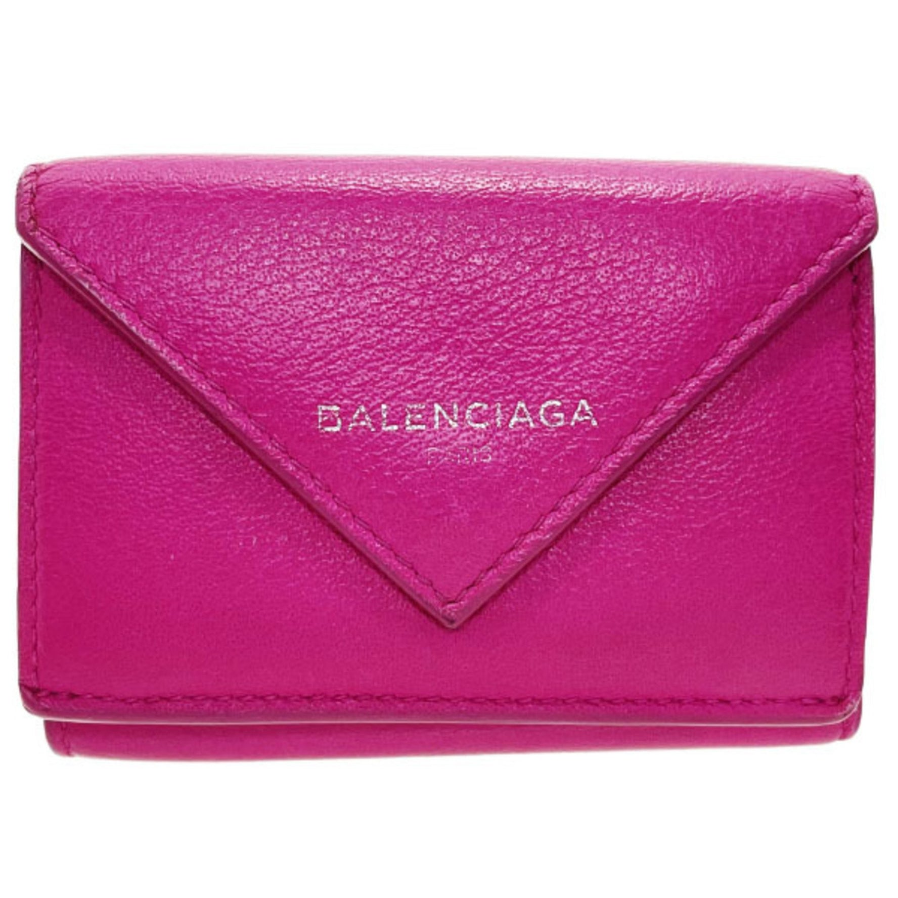 Balenciaga Wallet Paper Mini Leather Pink BALENCIAGA Tri-fold Compact PAPIER NSR-15259